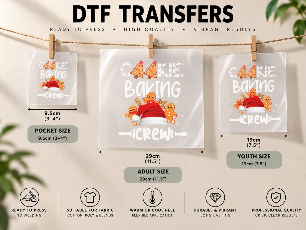 Christmas Gingerbread Man, Festive Holiday Style DTF Transfer Iron On