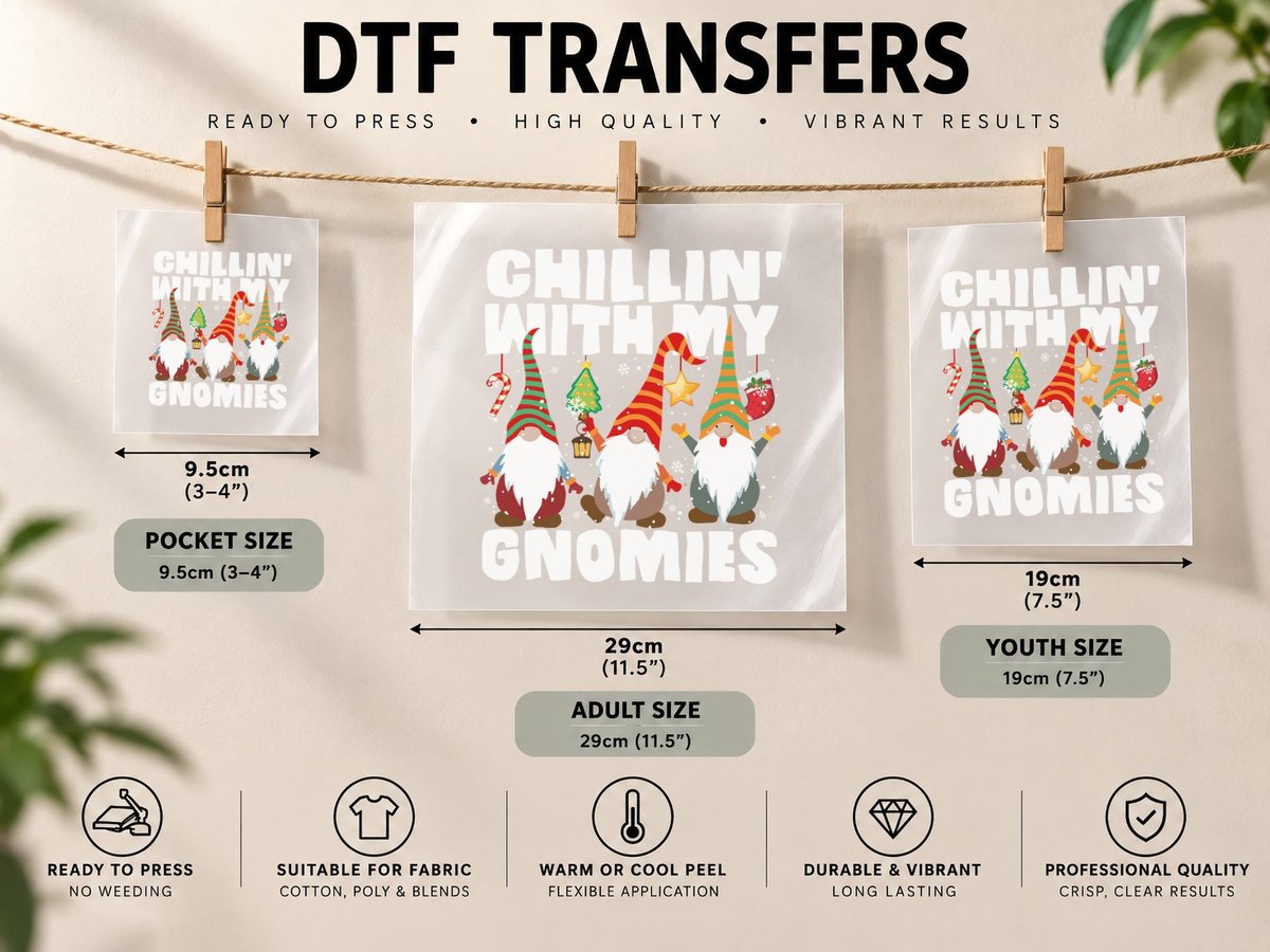 Christmas Gnome, Festive Holiday Design, Holiday DTF Transfer Iron On