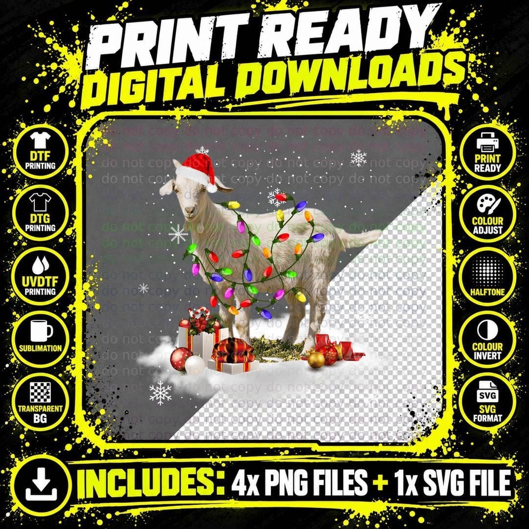Christmas Goat T-Shirt, Festive Holiday Design Png SVG Digital Bundle