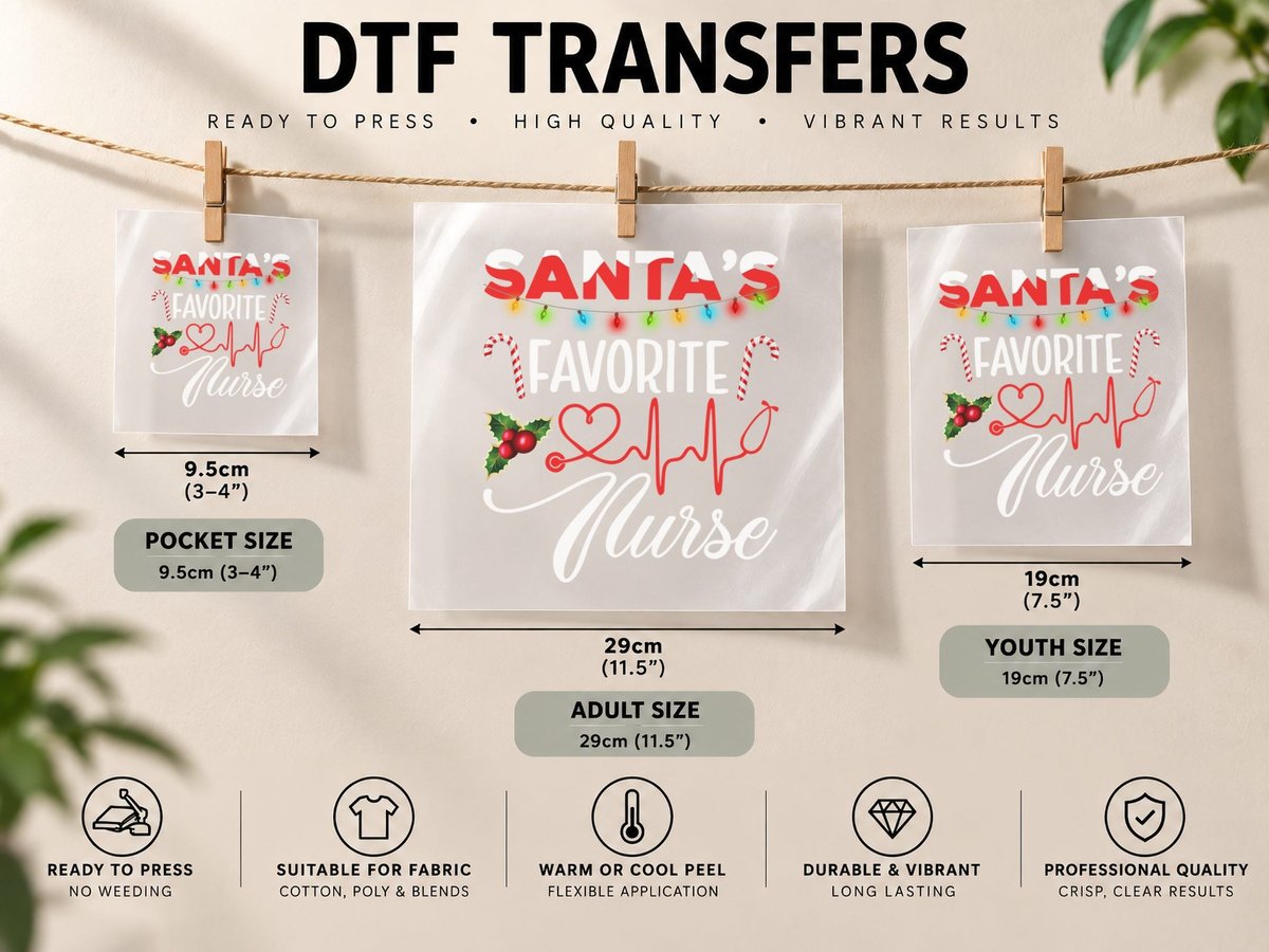 Christmas Heartbeat Santa's, Holiday Heartbeat DTF Transfer Iron On