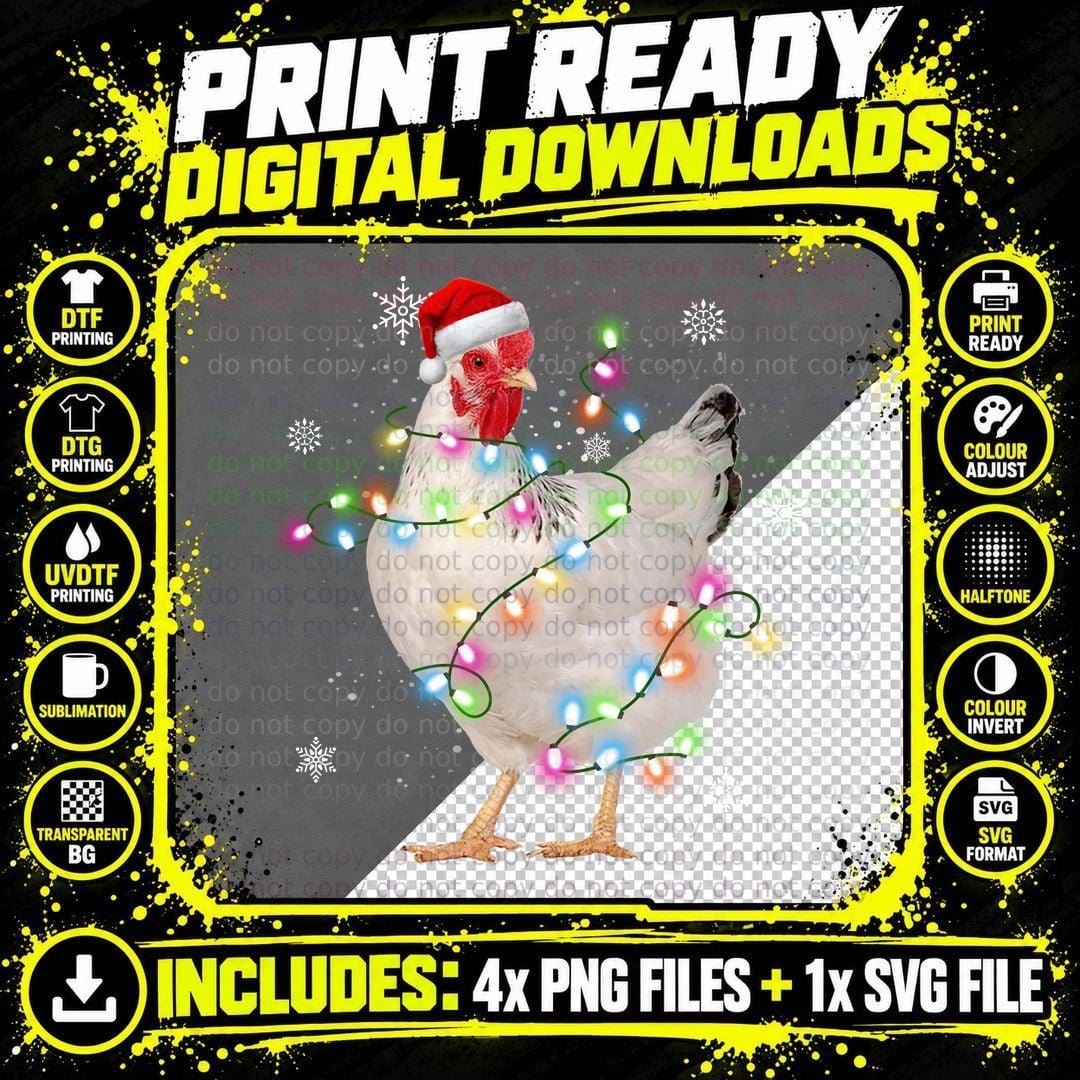 Christmas Hen T-Shirt, Festive Holiday Design Png SVG Digital Bundle