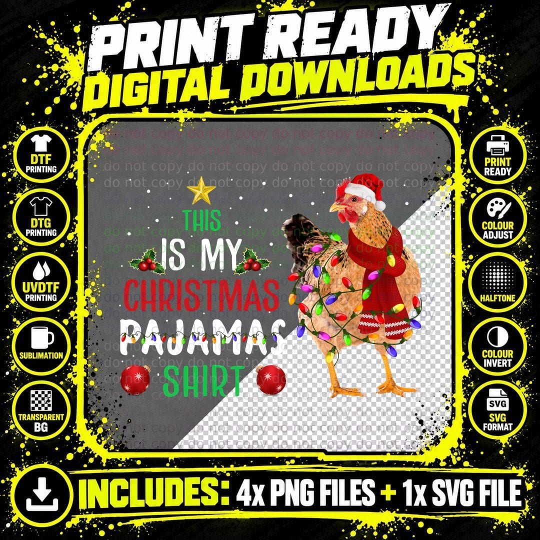 Christmas Hen T-Shirt, Festive Holiday Print Png SVG Digital Bundle