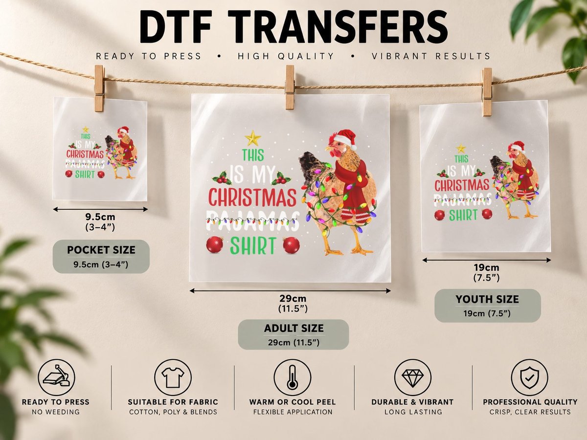 Christmas Hen, Festive Holiday Print, Pet Lover DTF Transfer Iron On