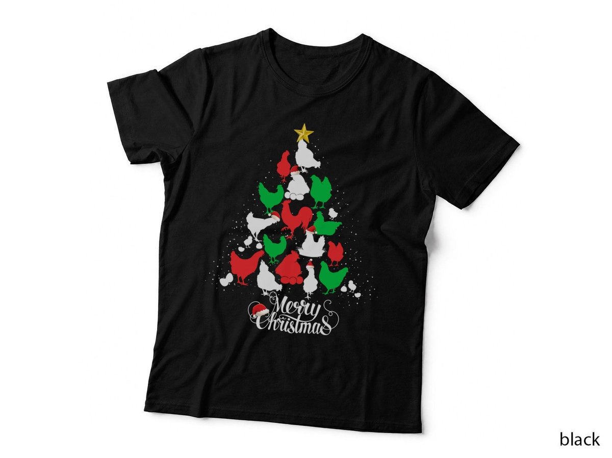 Christmas Hen Tree T-Shirt, Festive Holiday Print, Pet Lover Apparel