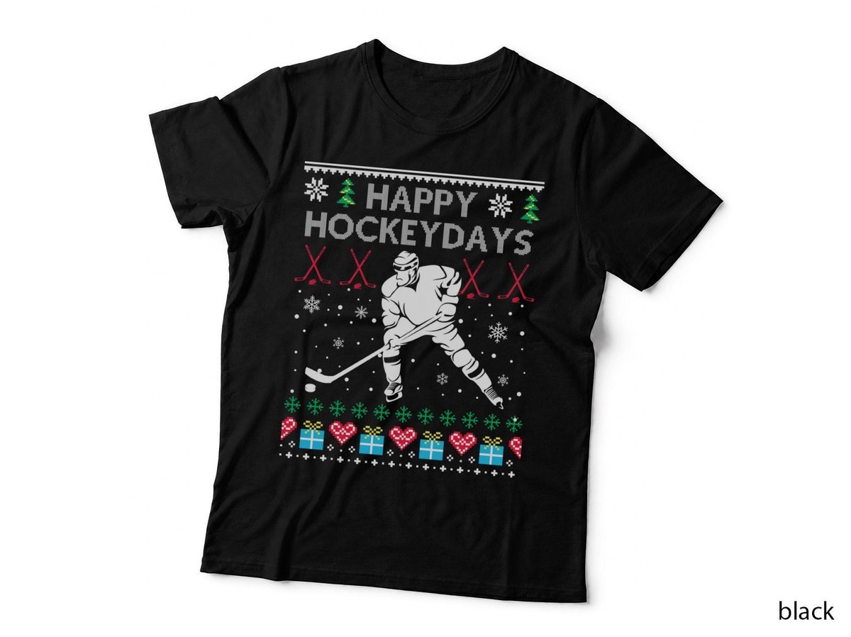 Christmas Hockey T-Shirt, Festive Sports Theme, Holiday Gift Idea