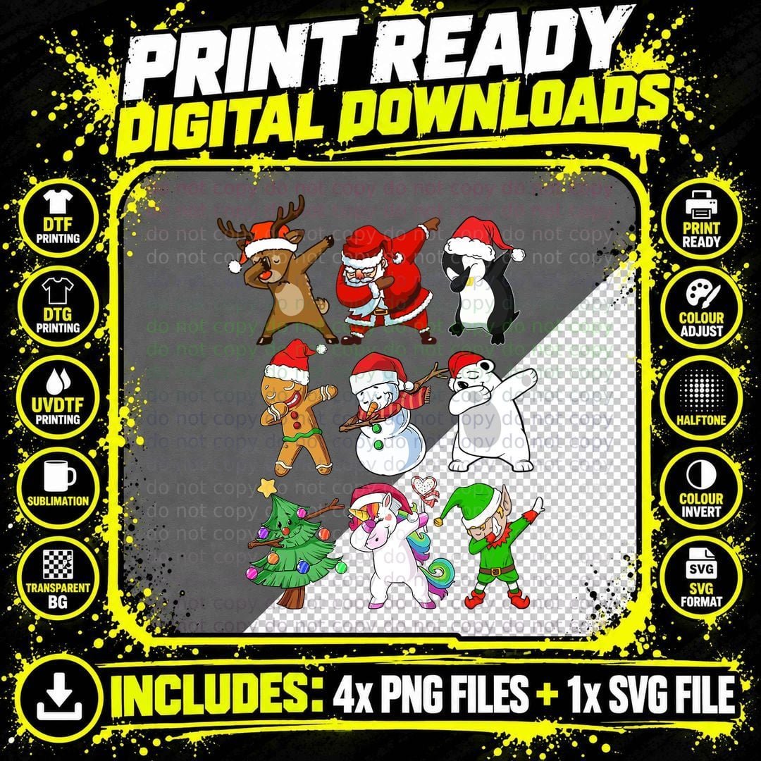 Christmas Holiday Characters T-Shirt, Festive Xmas Print Png SVG Digital Bundle