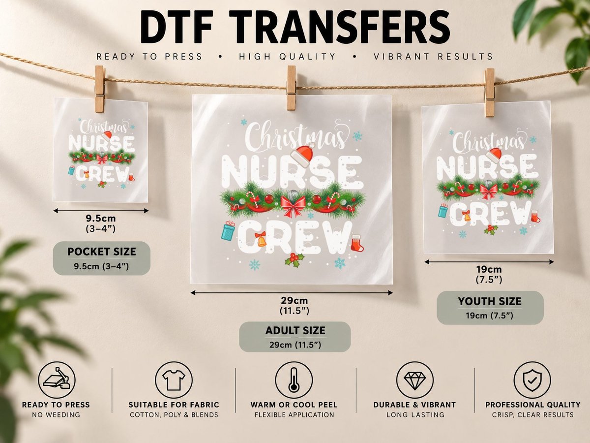Christmas Holiday Garland, Festive Winter Theme DTF Transfer Iron On