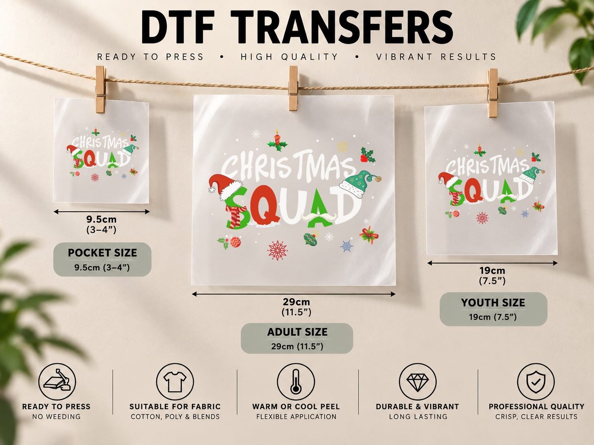 Christmas Holiday Santa Hat, Festive Xmas Design DTF Transfer Iron On
