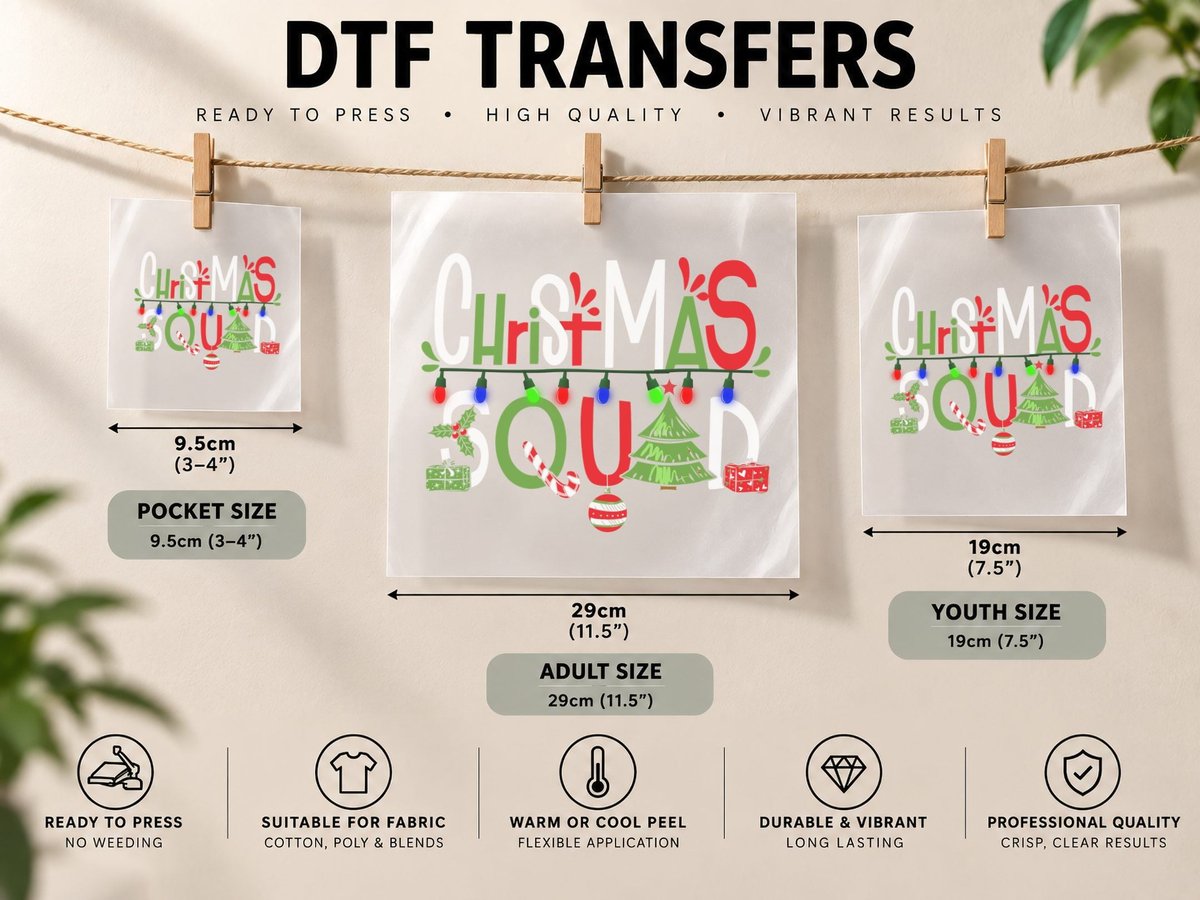 Christmas Holiday, Festive Xmas Design DTF Transfer Iron On