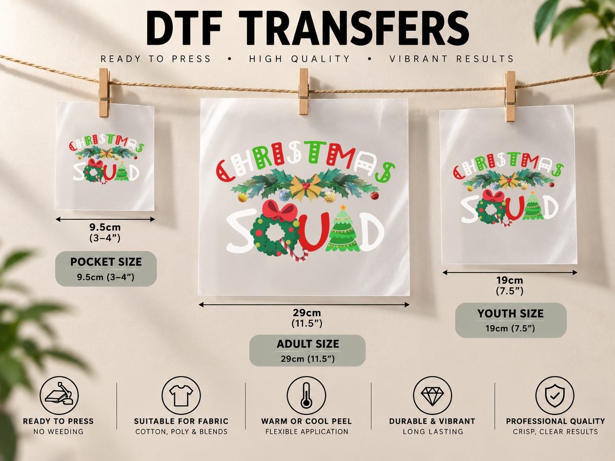 Christmas Holiday Wreath, Festive Christmas Theme DTF Transfer Iron On
