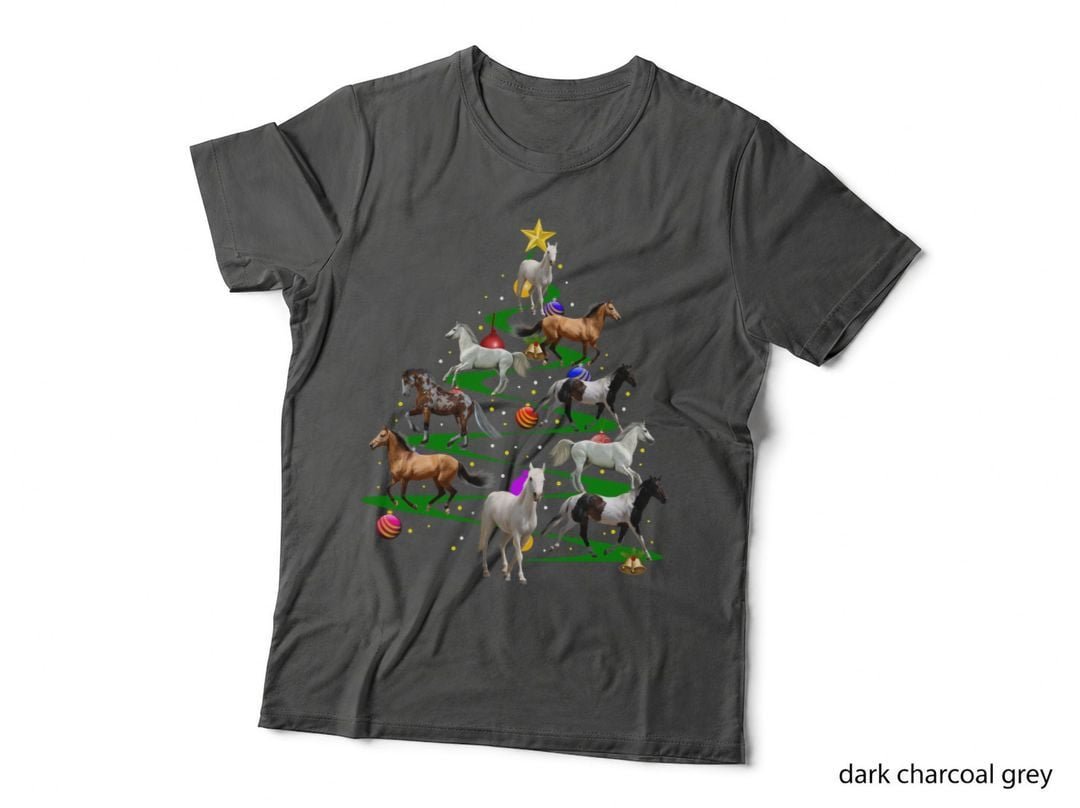Christmas Horse Christmas Tree T-Shirt, Festive Holiday Design