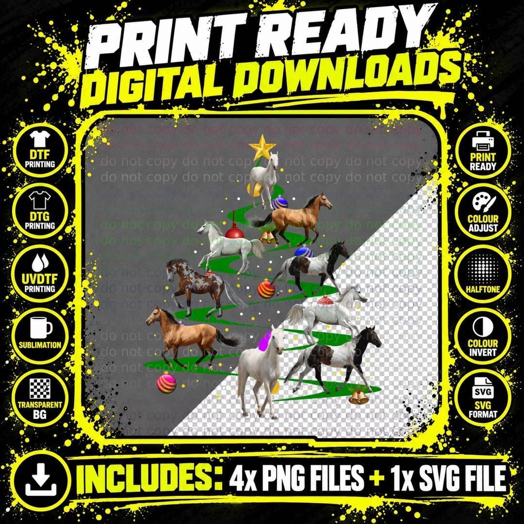 Christmas Horse Christmas Tree T-Shirt Png SVG Digital Bundle