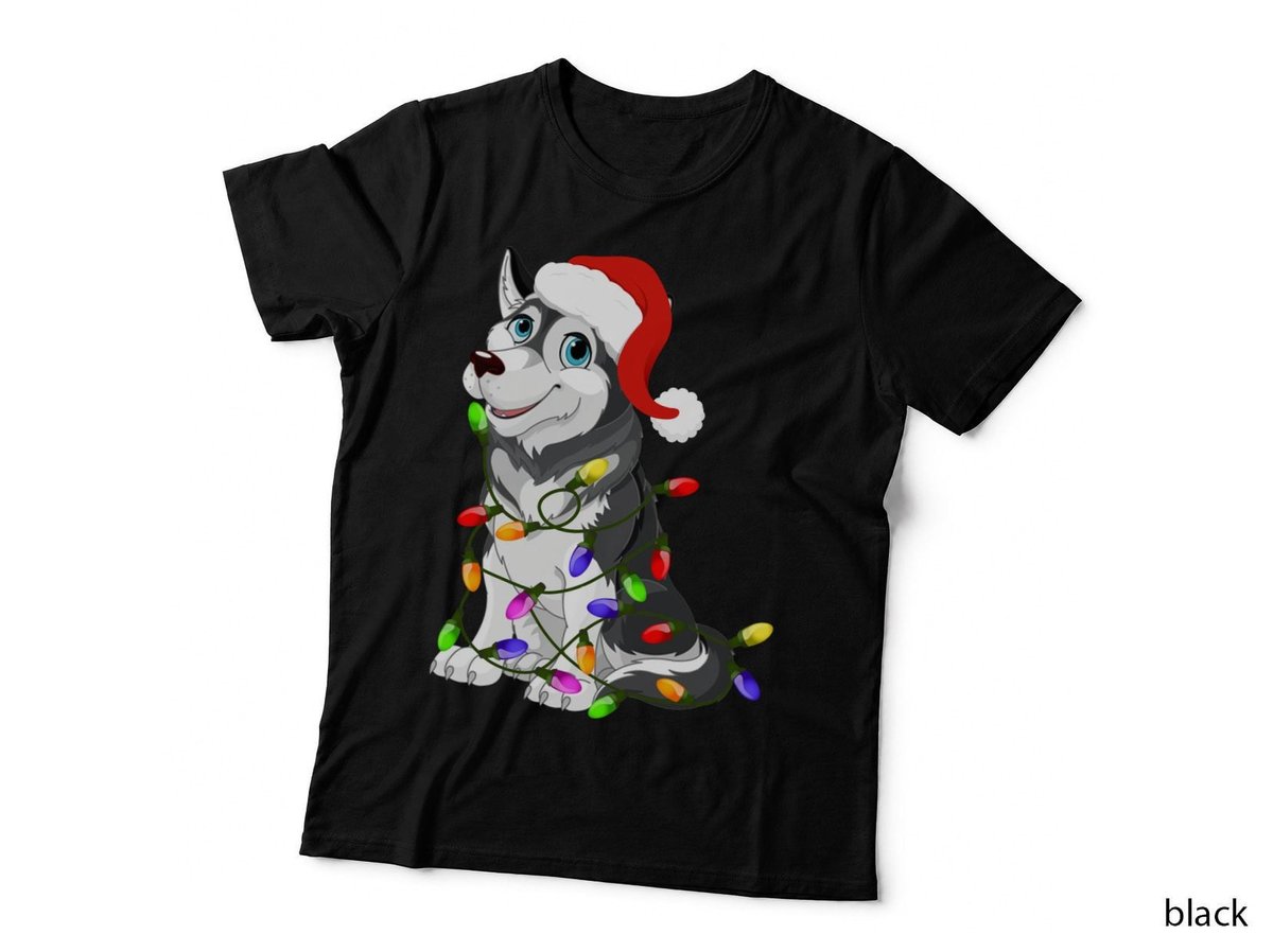 Christmas Husky T-Shirt, Festive Pet Design, Holiday Dog Lover