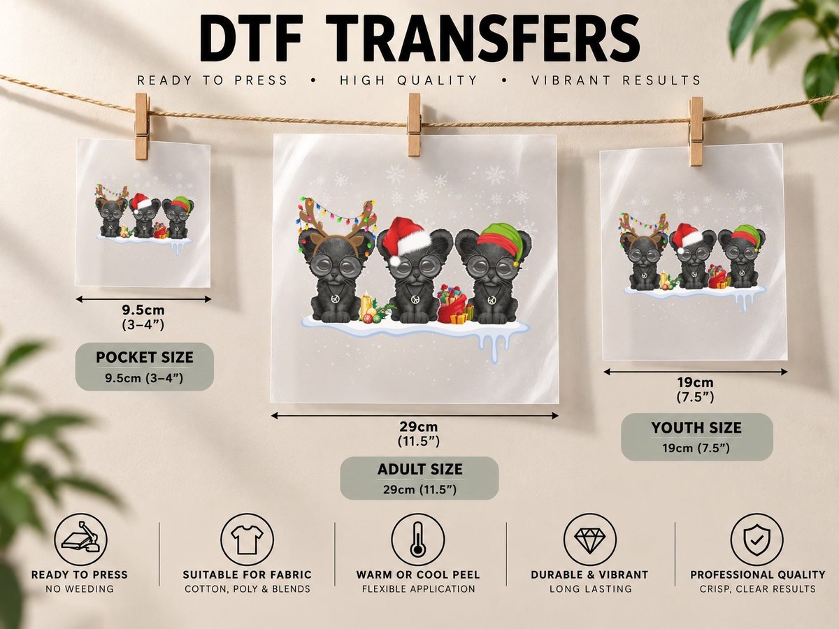 Christmas Kittens, Festive Holiday Print, Pet Lover DTF Transfer Iron On