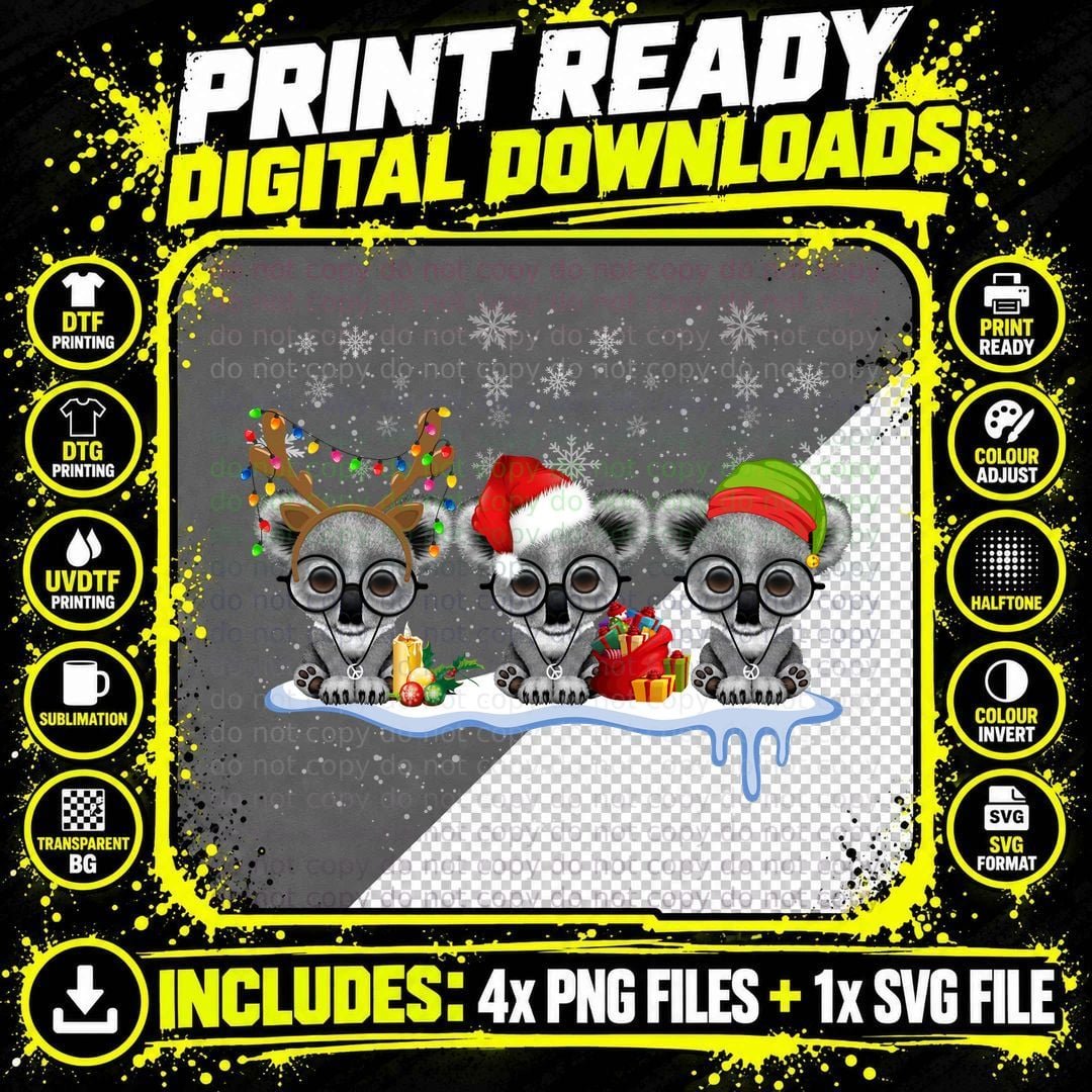 Christmas Koala Family T-Shirt, Festive Holiday Design Png SVG Digital Bundle