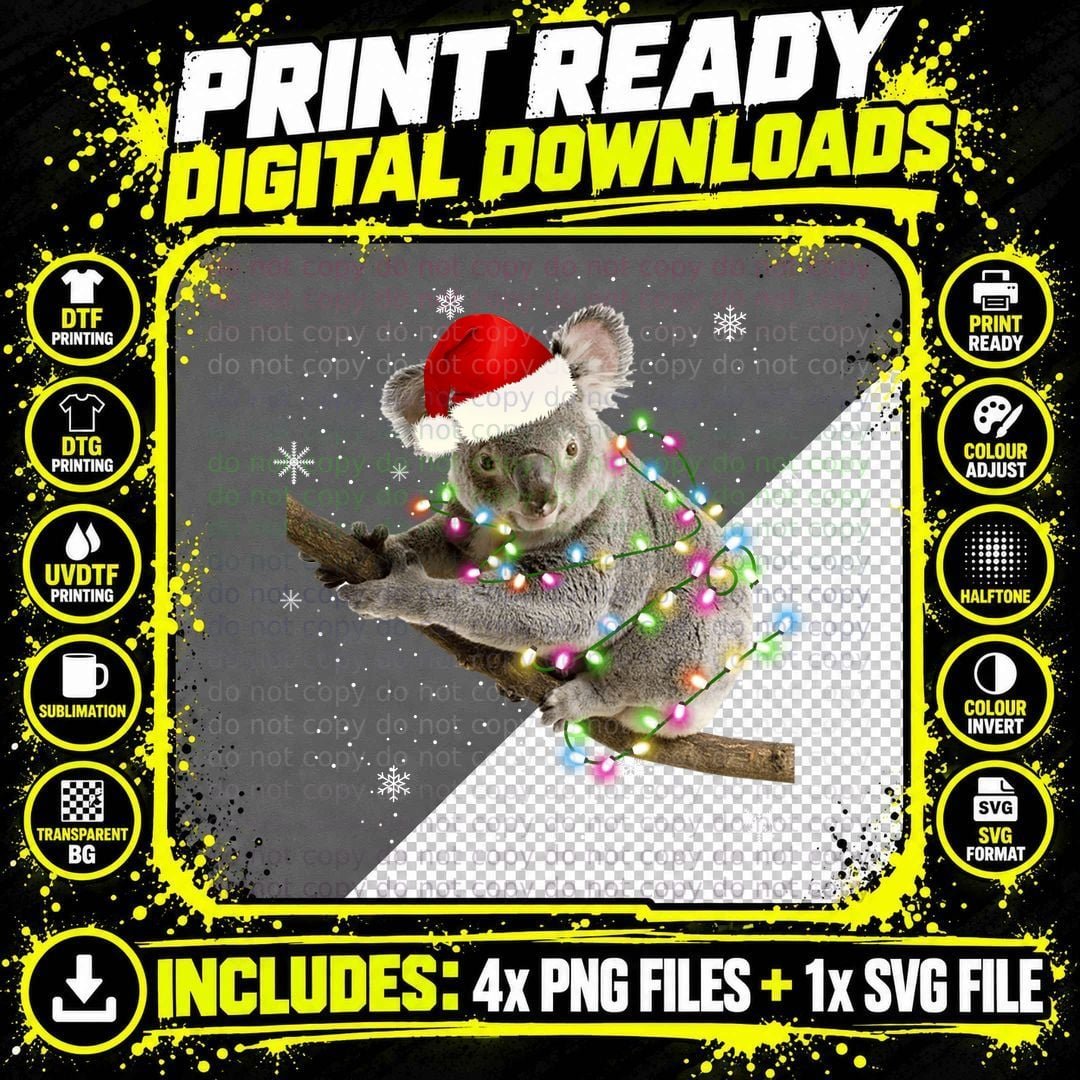 Christmas Koala T-Shirt, Festive Animal Design Png SVG Digital Bundle