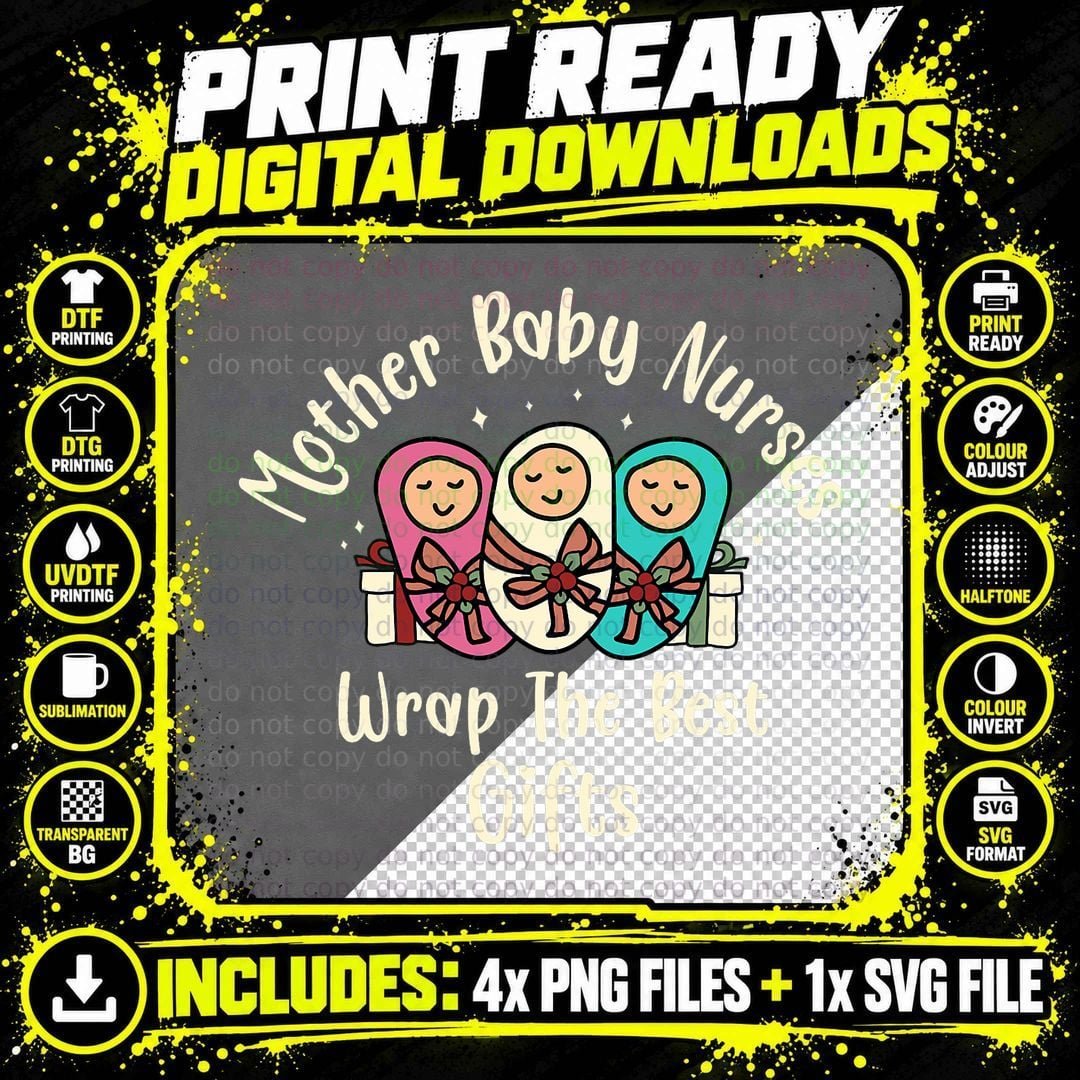 Christmas L&d Labor Mother Baby Nurses Wrap the Best Png SVG Digital Bundle