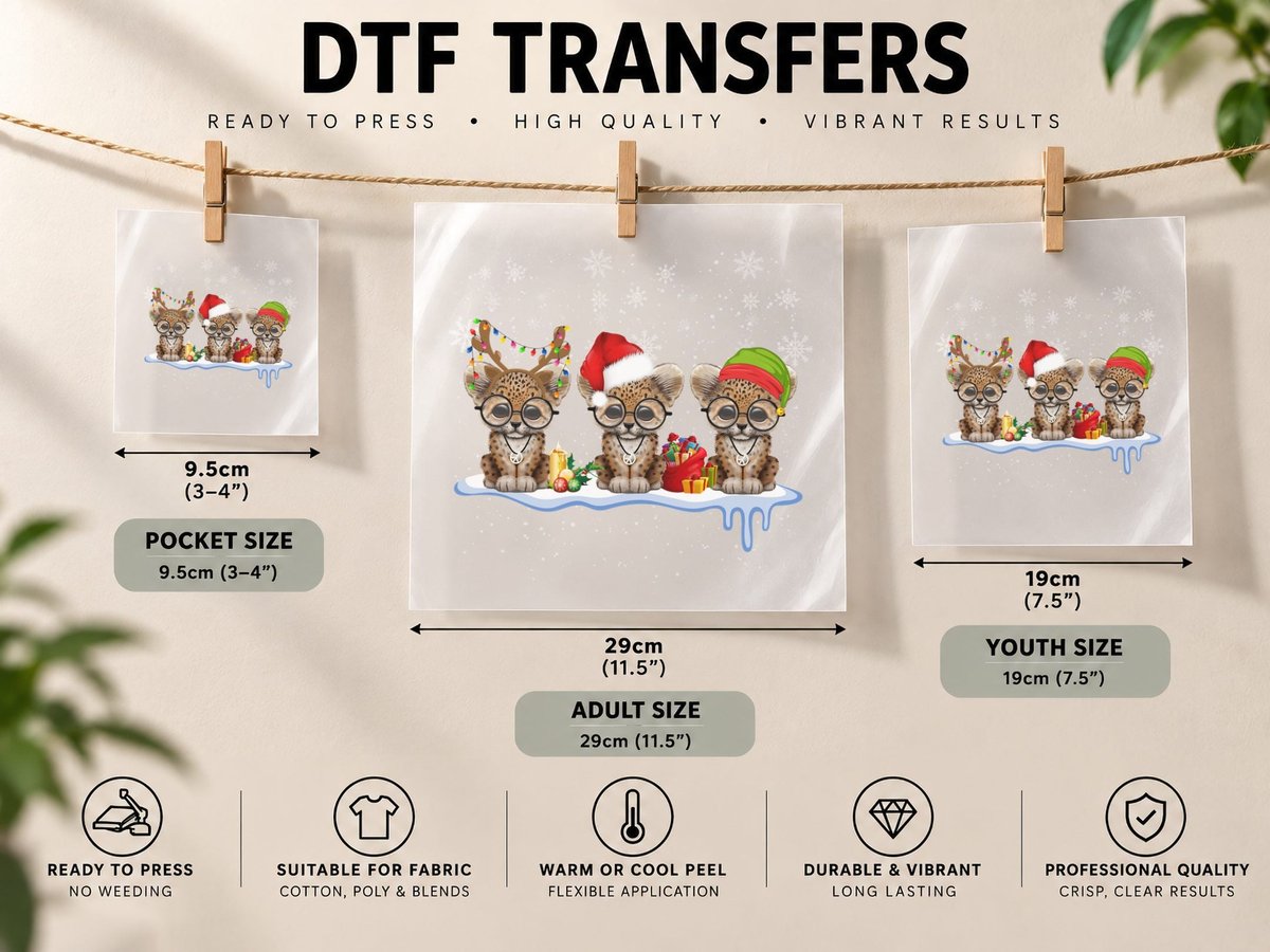 Christmas Leopard Cubs, Festive Holiday Style, Pet Lover DTF Transfer Iron On