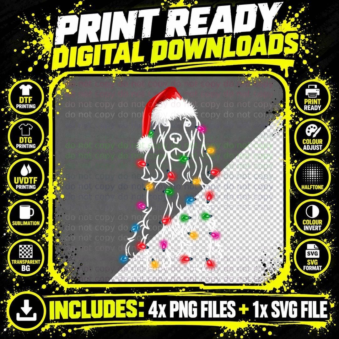 Christmas Lights Santa Hat T-Shirt Png SVG Digital Bundle