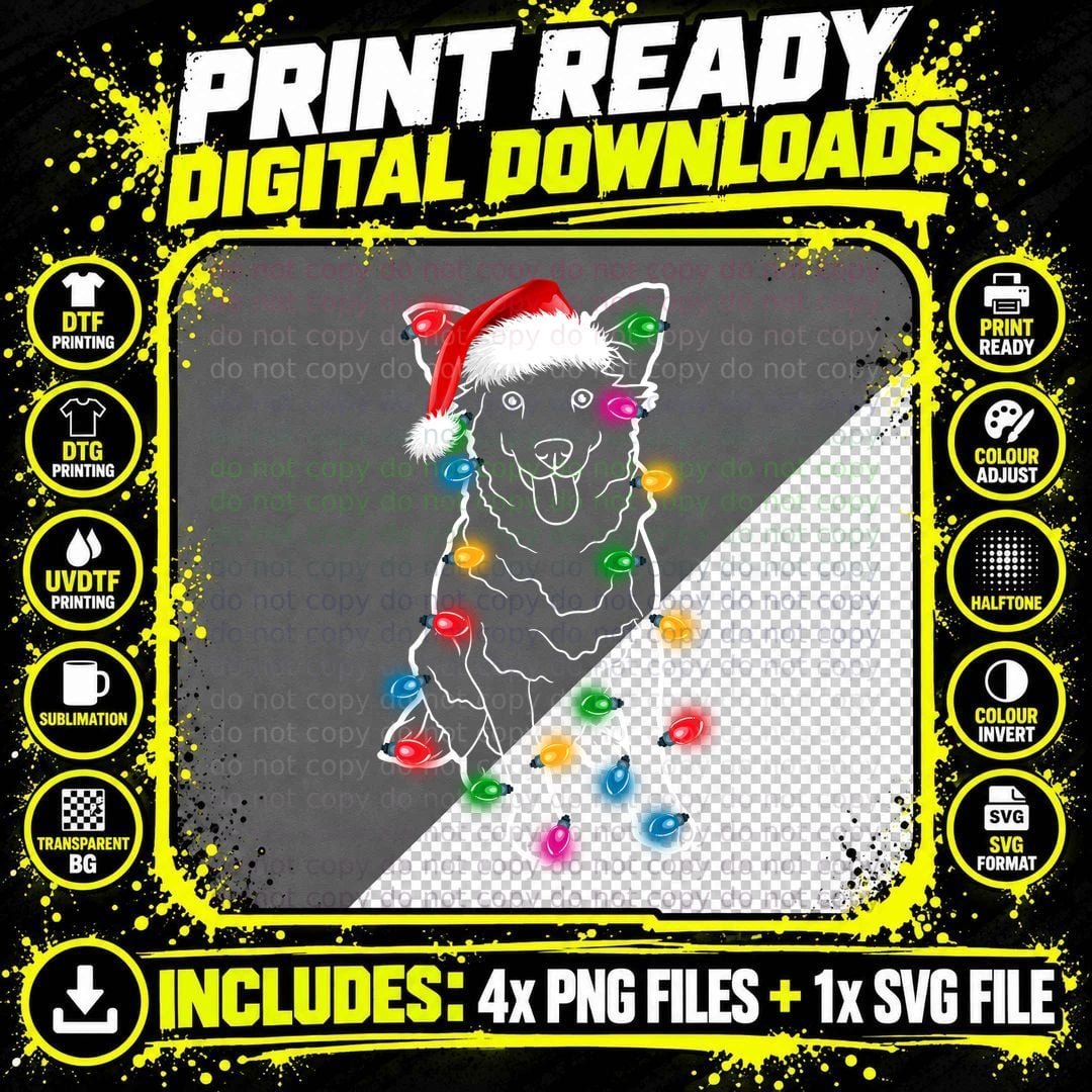 Christmas Lights Santa Hat T-Shirt Png SVG Digital Bundle