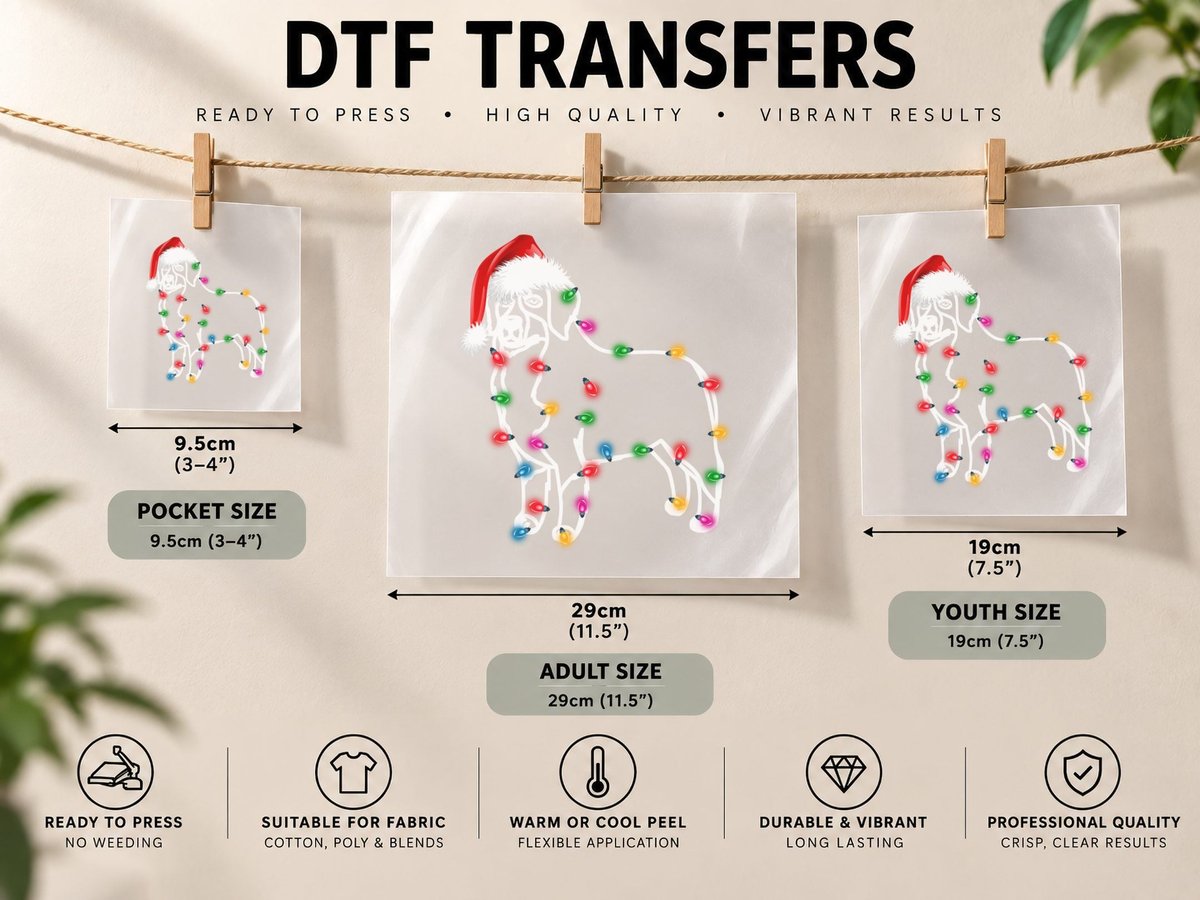 Christmas Lights Santa Hat, Festive Holiday Theme DTF Transfer Iron On