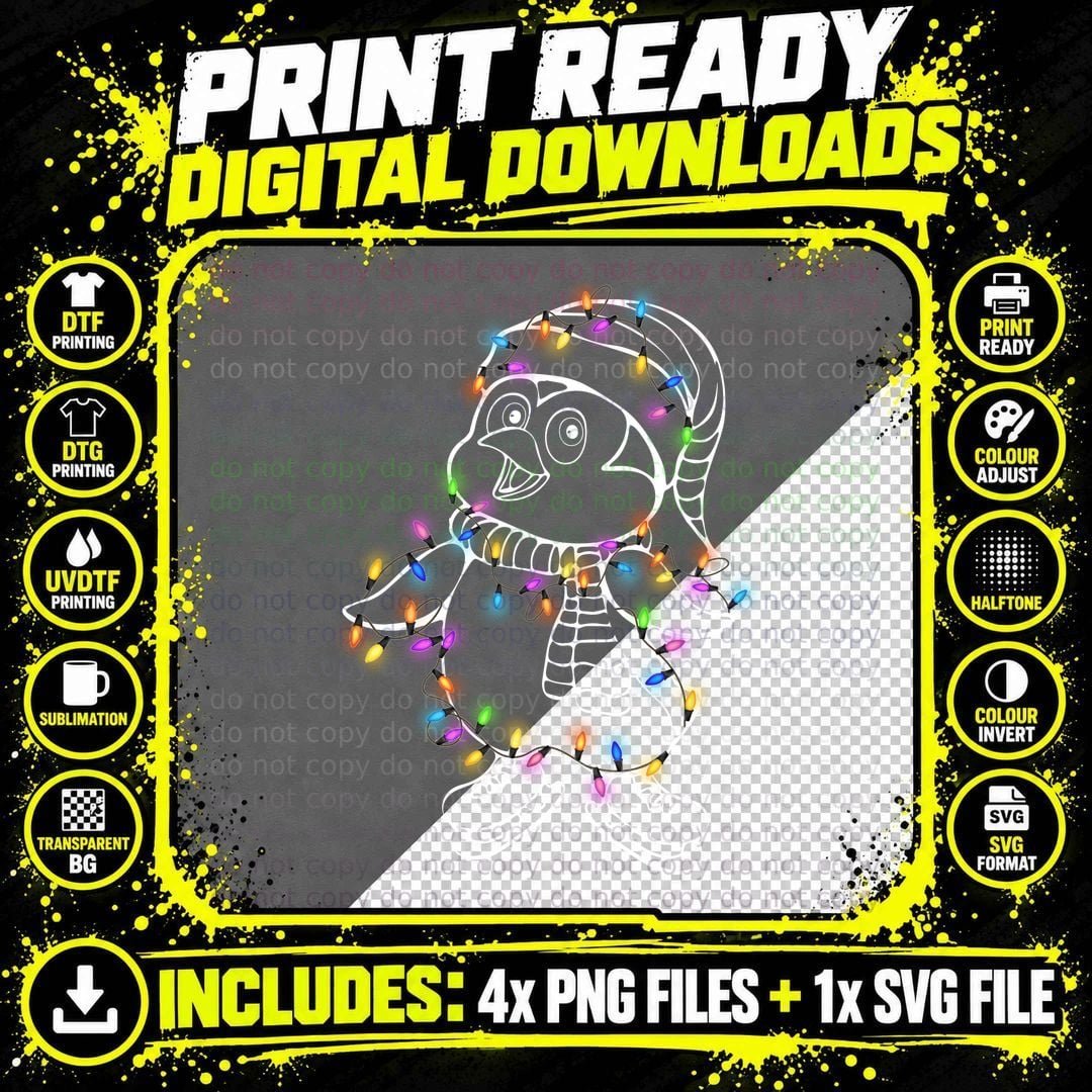 Christmas Lights T-Shirt, Festive Holiday Design Png SVG Digital Bundle