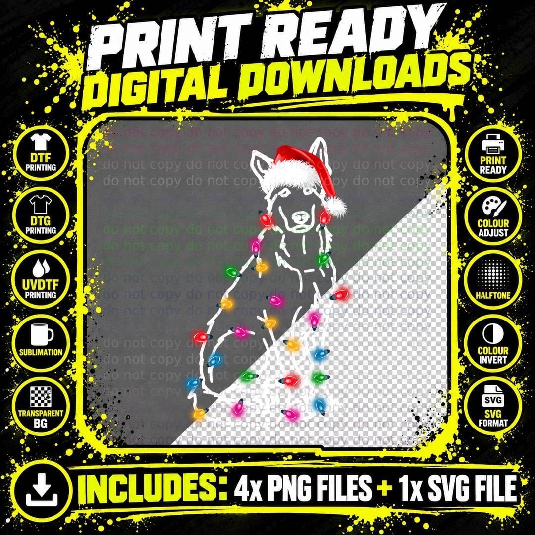 Christmas Lights T-Shirt, Festive Holiday Print Png SVG Digital Bundle