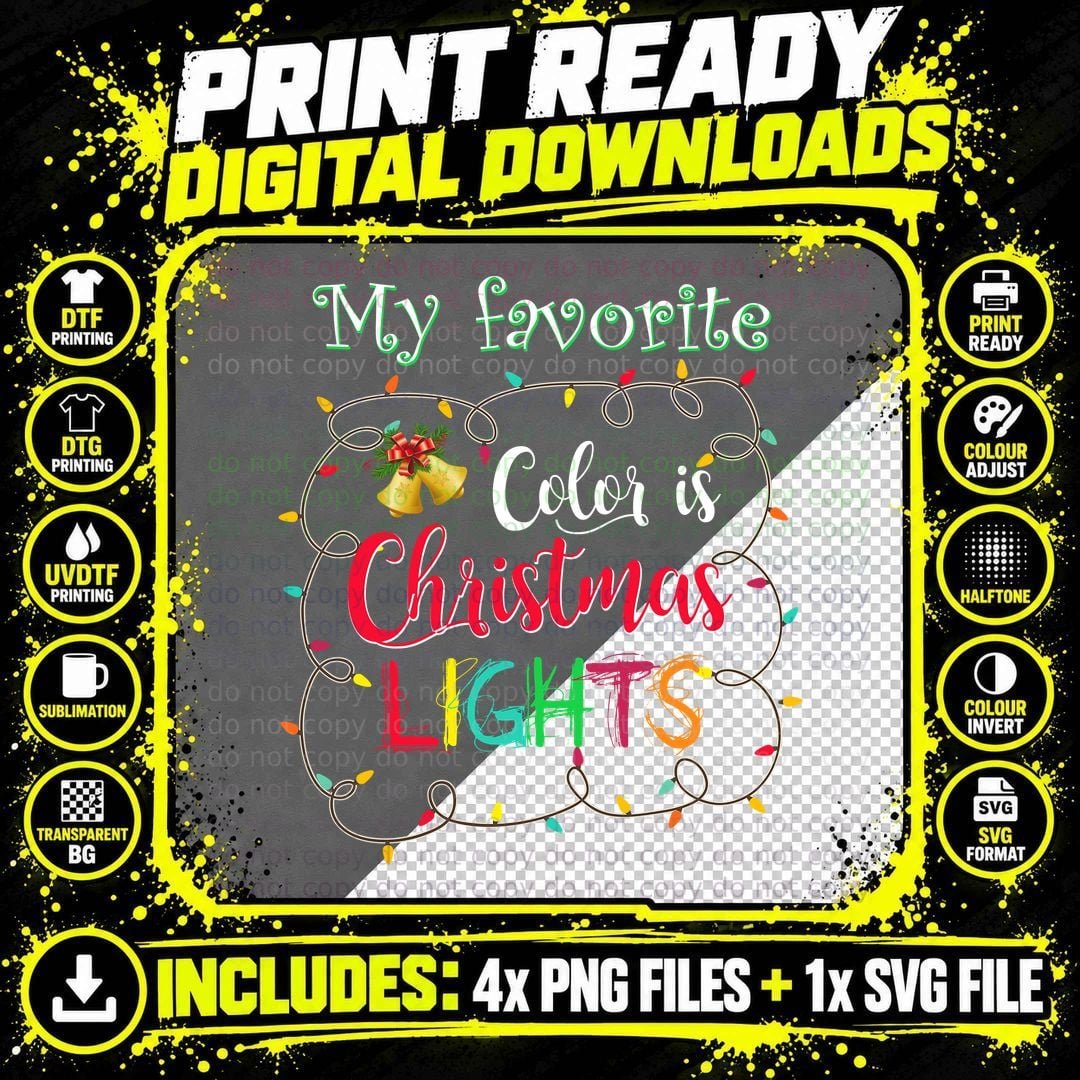 Christmas Lights T-Shirt, Festive Holiday Theme Png SVG Digital Bundle