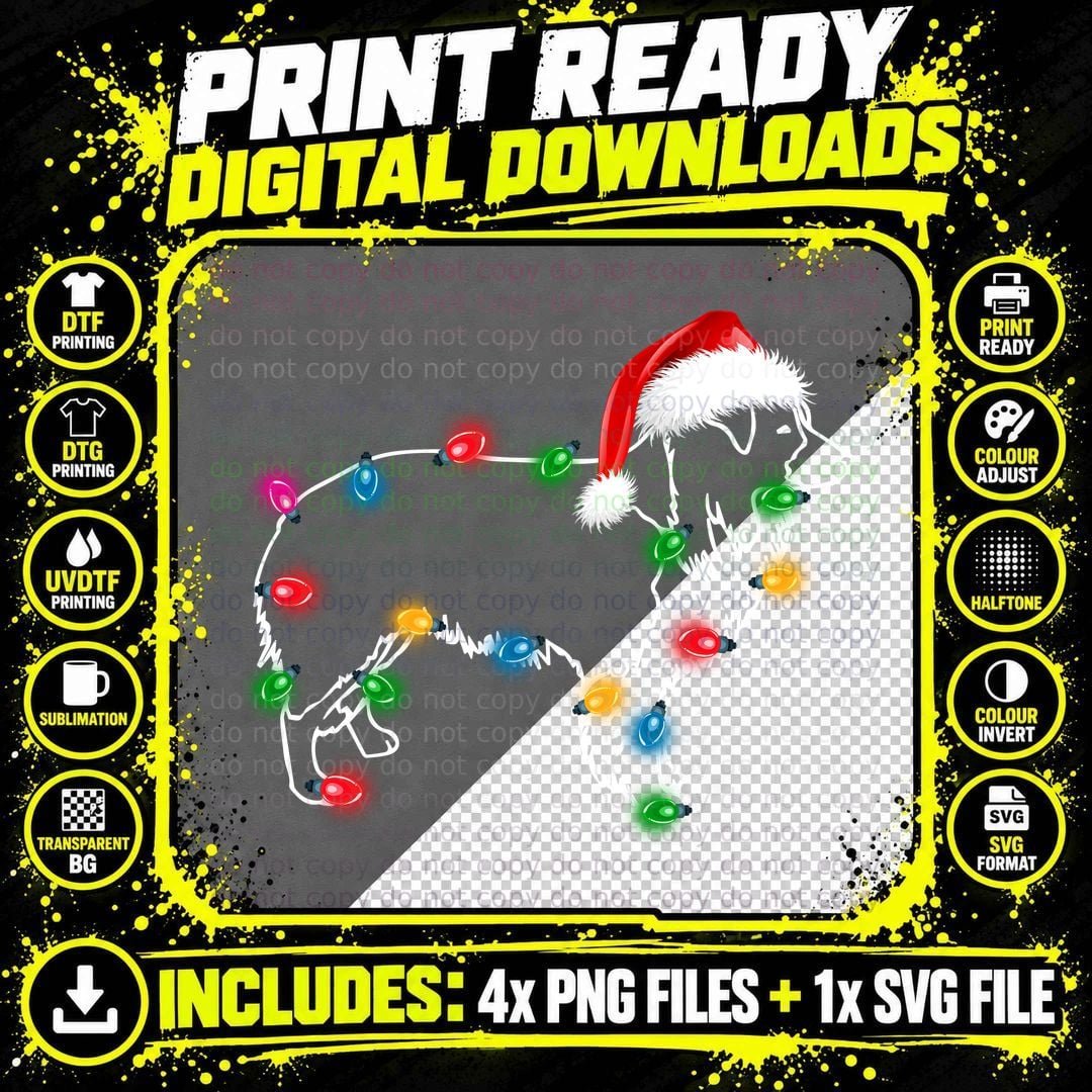 Christmas Lights T-Shirt, Festive Holiday Theme Png SVG Digital Bundle