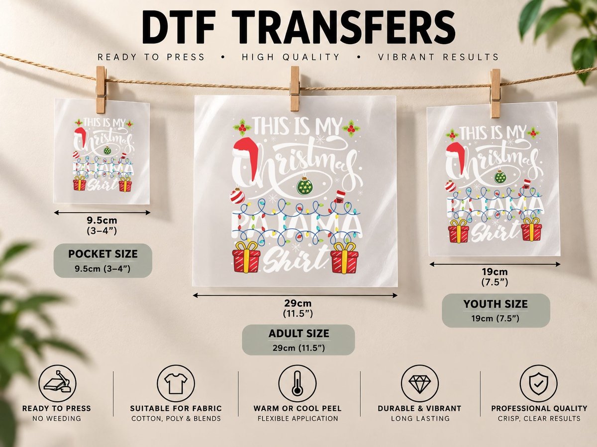 Christmas Lights and Presents, Festive Holiday Style DTF Transfer Iron On