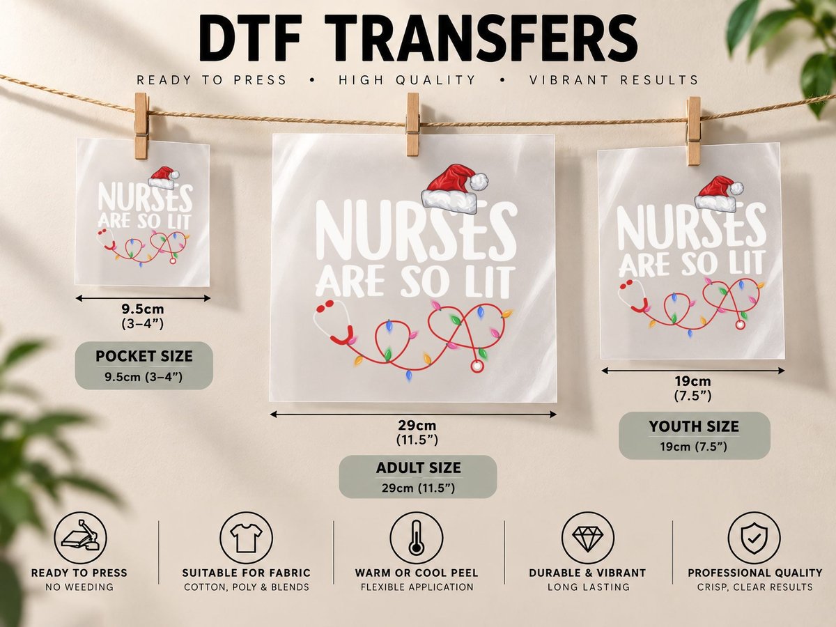 Christmas Lights with Santa Hat, Festive Holiday Style DTF Transfer Iron On