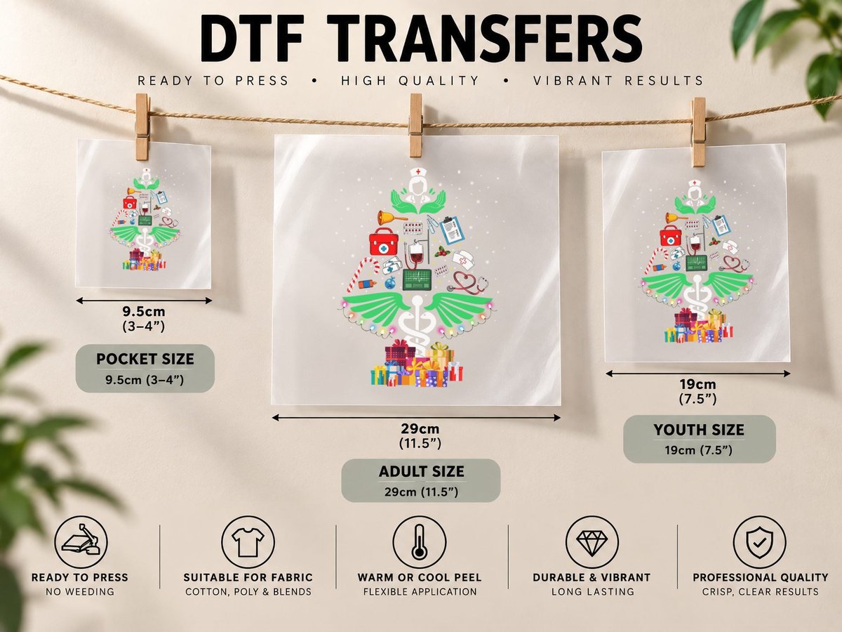 Christmas Medical Angel, Festive Healthcare Theme DTF Transfer Iron On