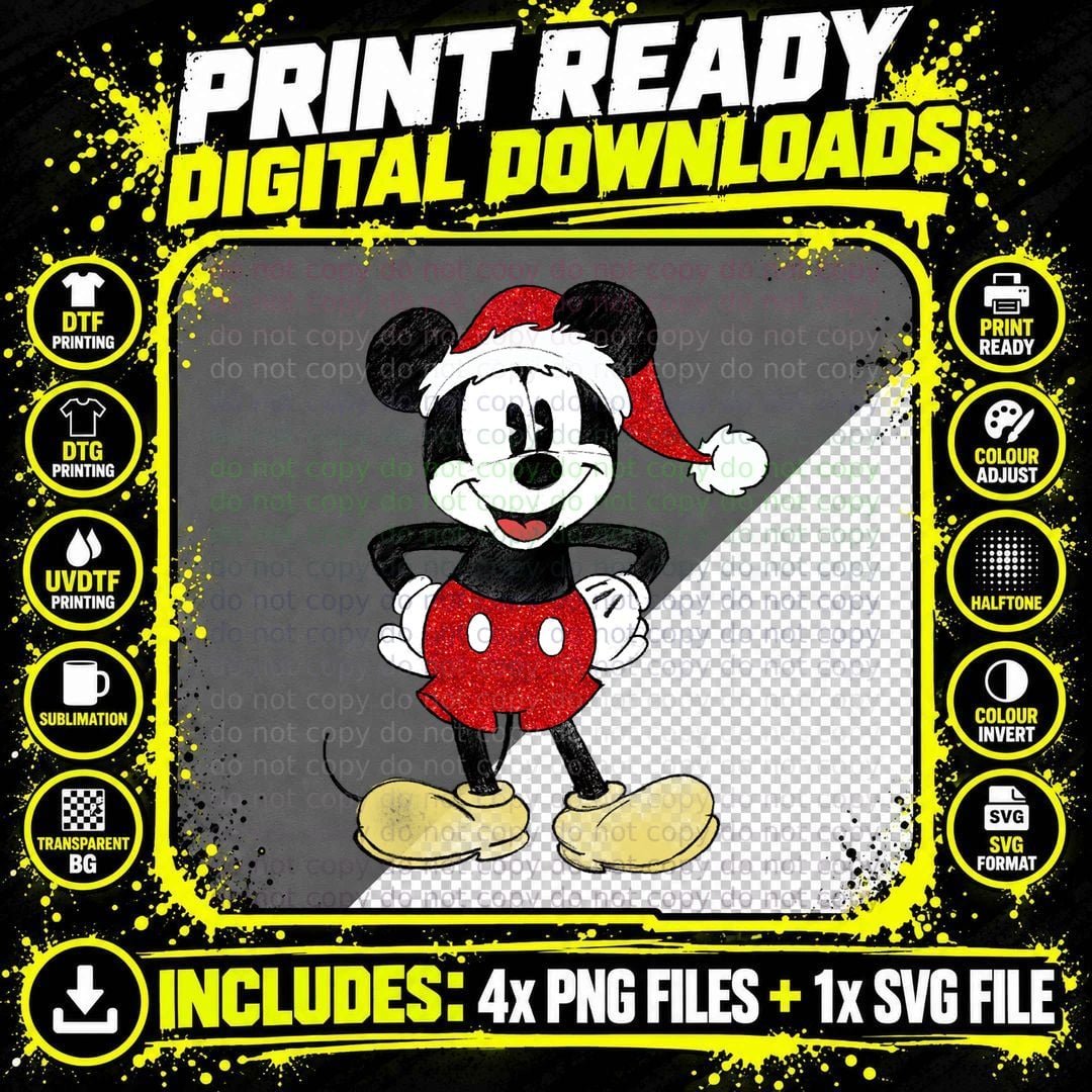 Christmas Mickey Mouse, Xmas Present Png SVG Digital Bundle