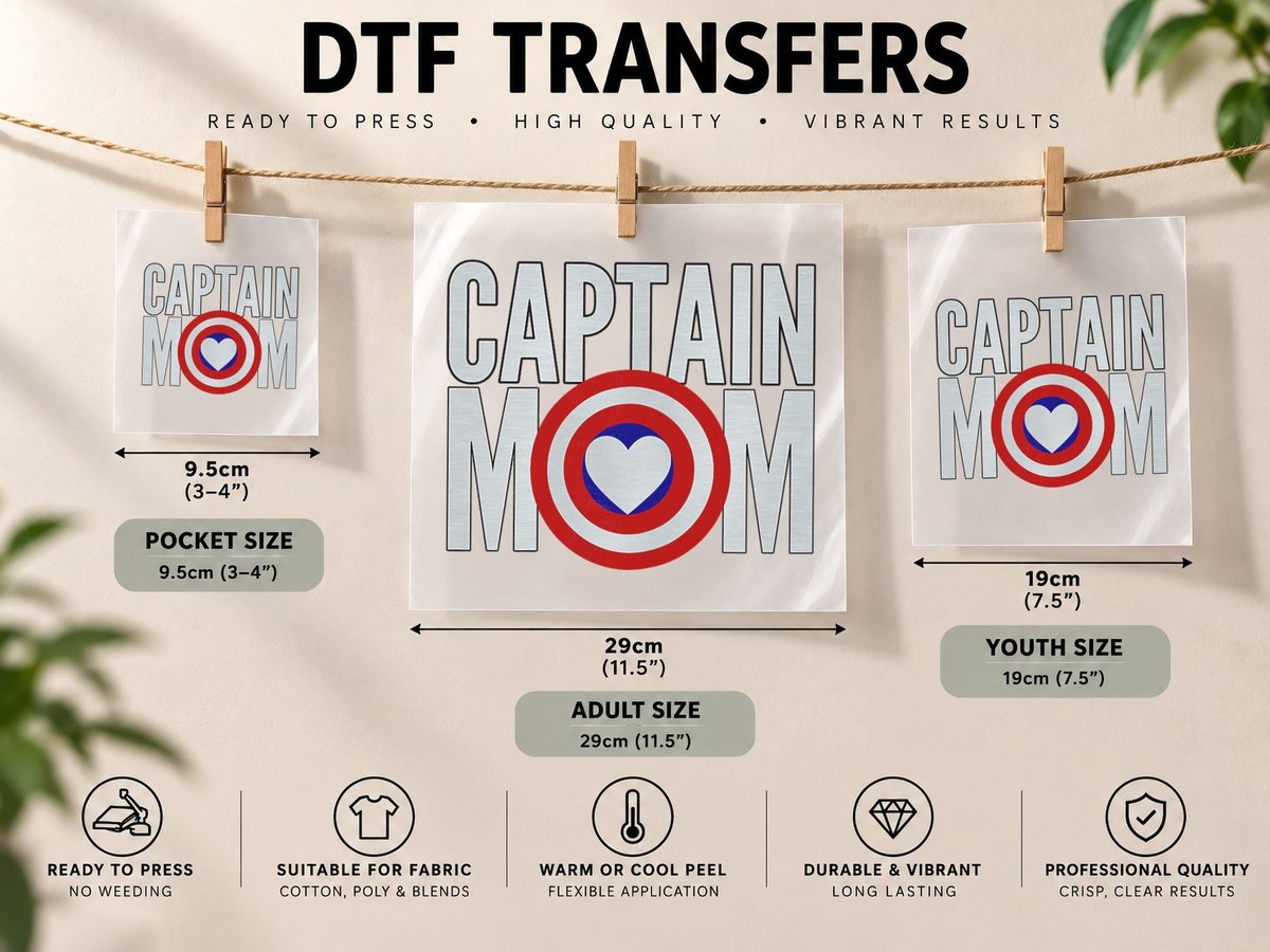 Christmas Mother's Day Mom's Birthday Superhero DTF Transfer Iron On
