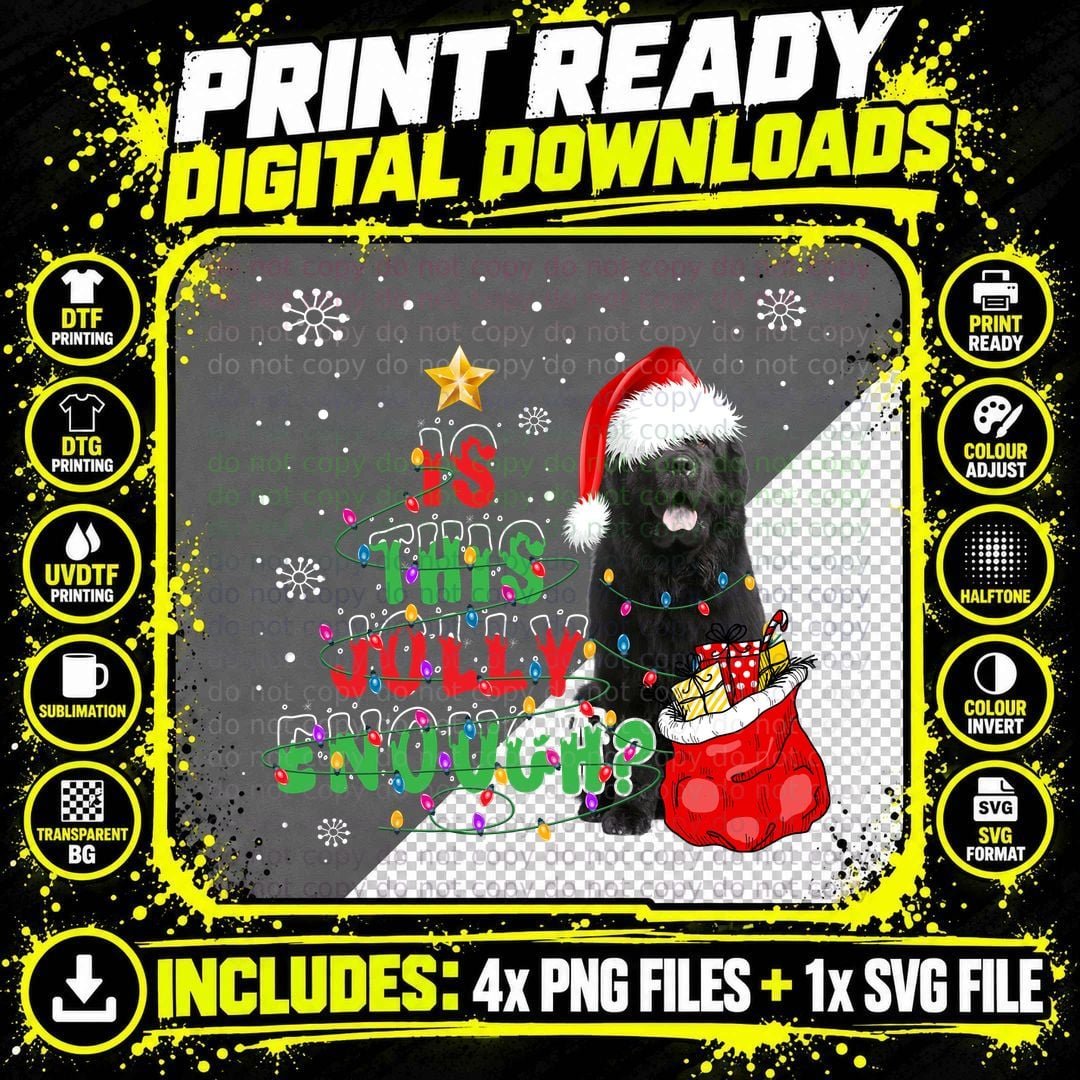 Christmas Newfoundland Santa T-Shirt Png SVG Digital Bundle