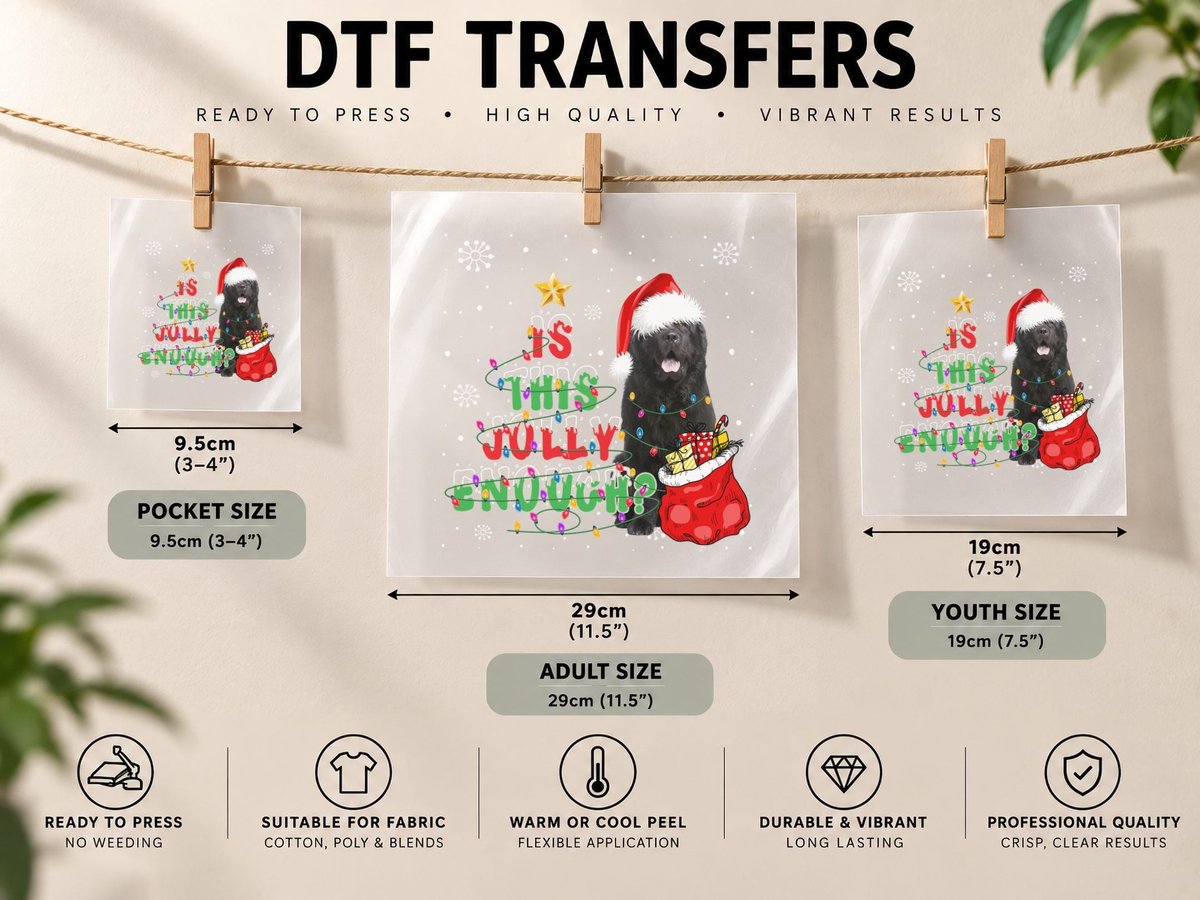 Christmas Newfoundland Santa, Festive Holiday Style DTF Transfer Iron On