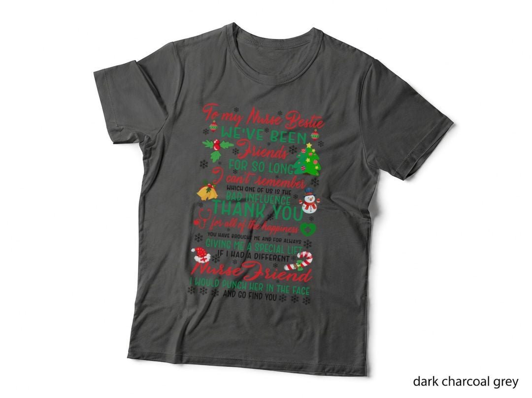 Christmas Nurse Bestie T-Shirt, Festive Holiday Design