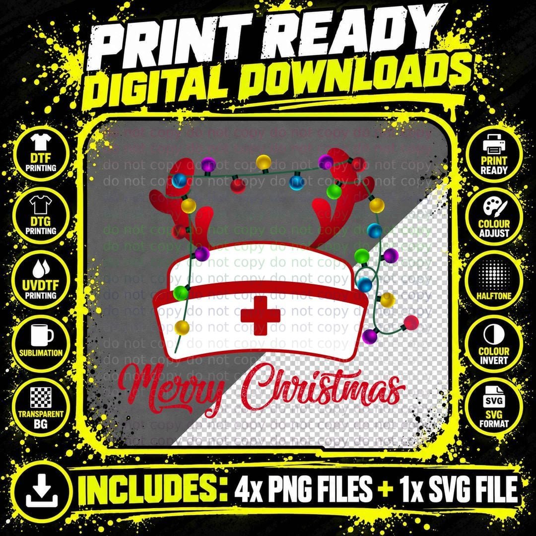 Christmas Nurse Reindeer T-Shirt, Festive Holiday Style Png SVG Digital Bundle