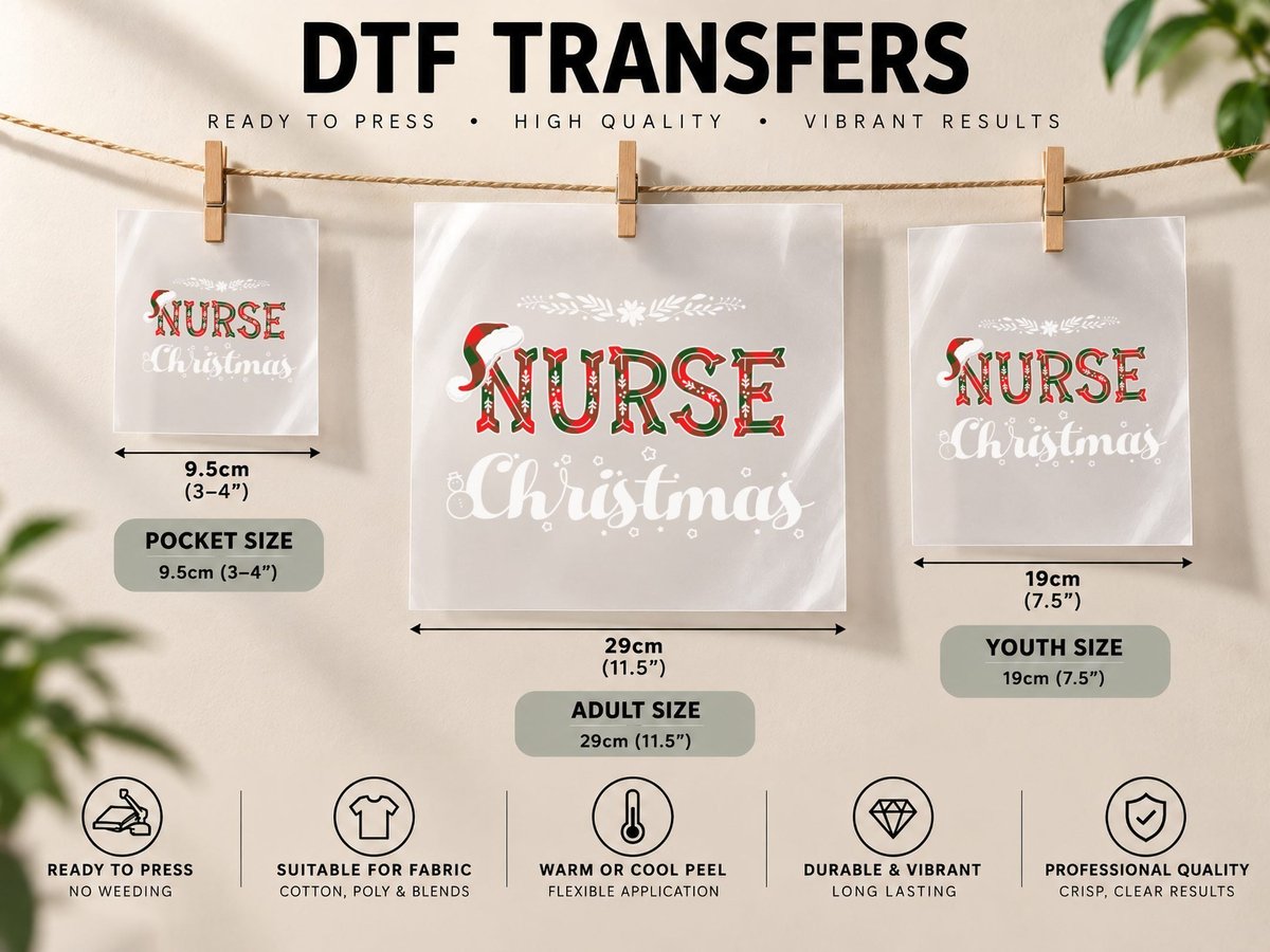 Christmas Nurse, Festive Holiday Design, Holiday Nurse Gift DTF Transfer Iron On