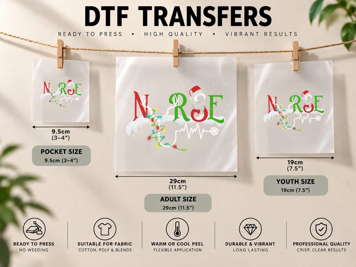 Christmas Nurse, Festive Holiday Design, Nurse Gift Idea DTF Transfer Iron On