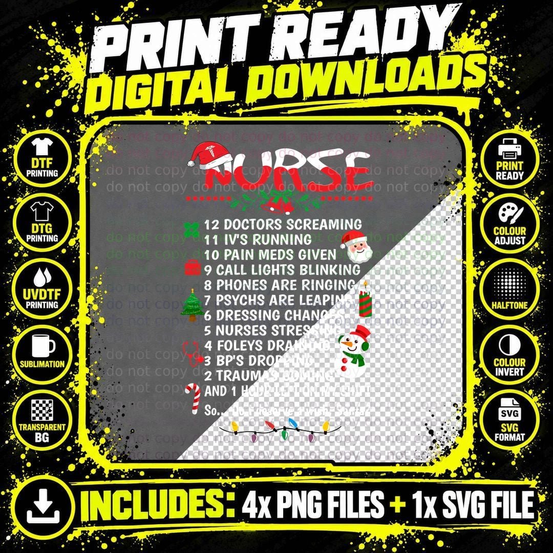 Christmas Nurse T-Shirt, Festive Holiday Design Png SVG Digital Bundle