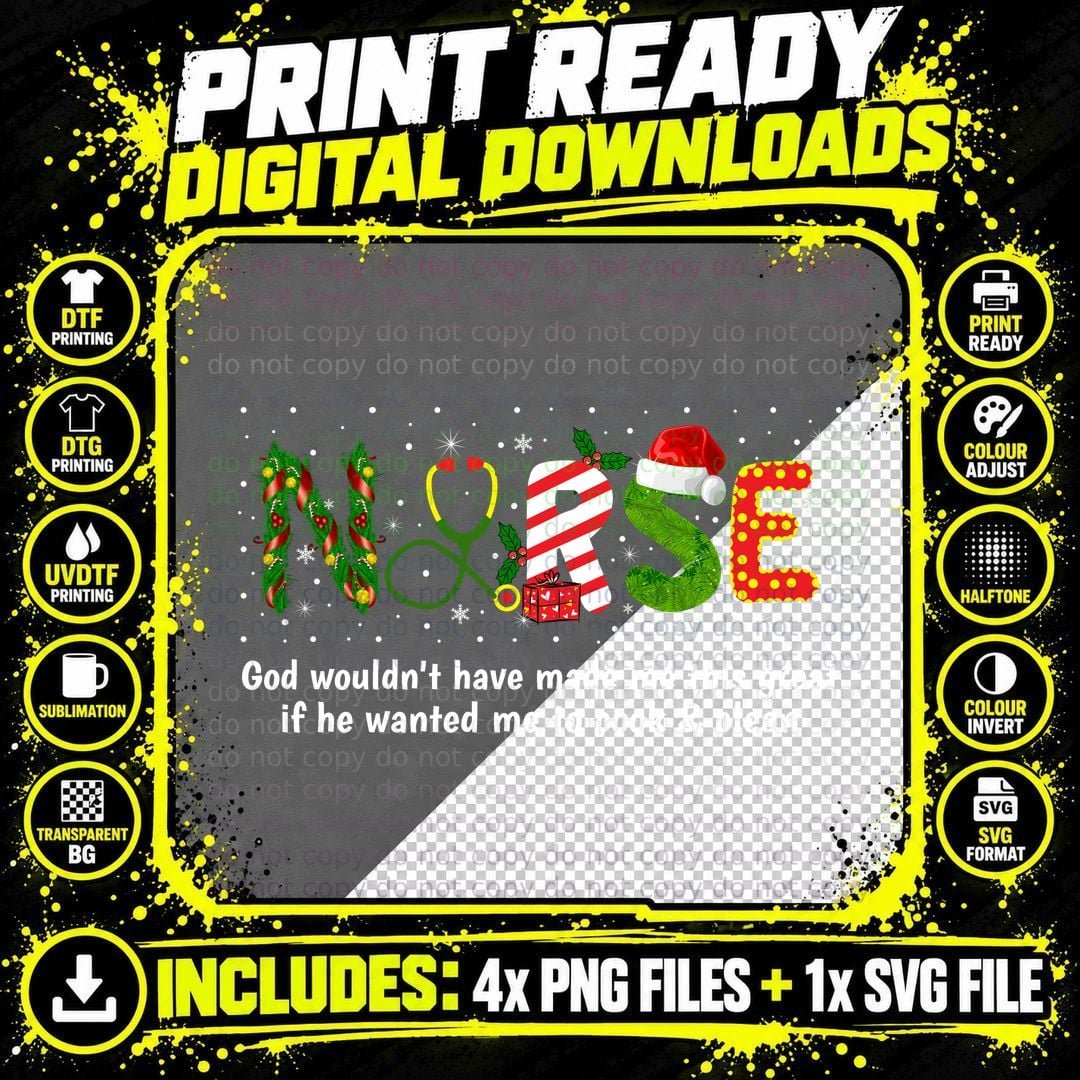 Christmas Nurse T-Shirt, Festive Holiday Theme Png SVG Digital Bundle