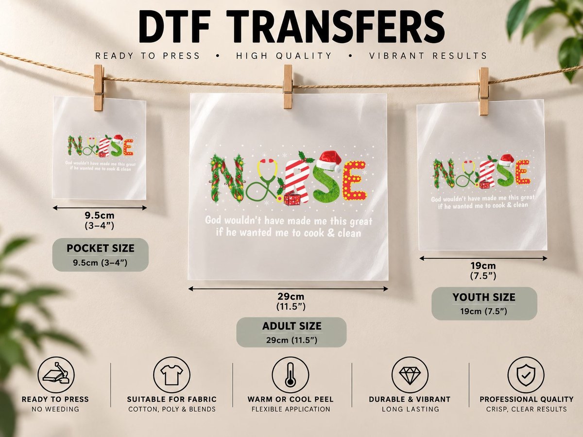 Christmas Nurse, Festive Holiday Theme DTF Transfer Iron On