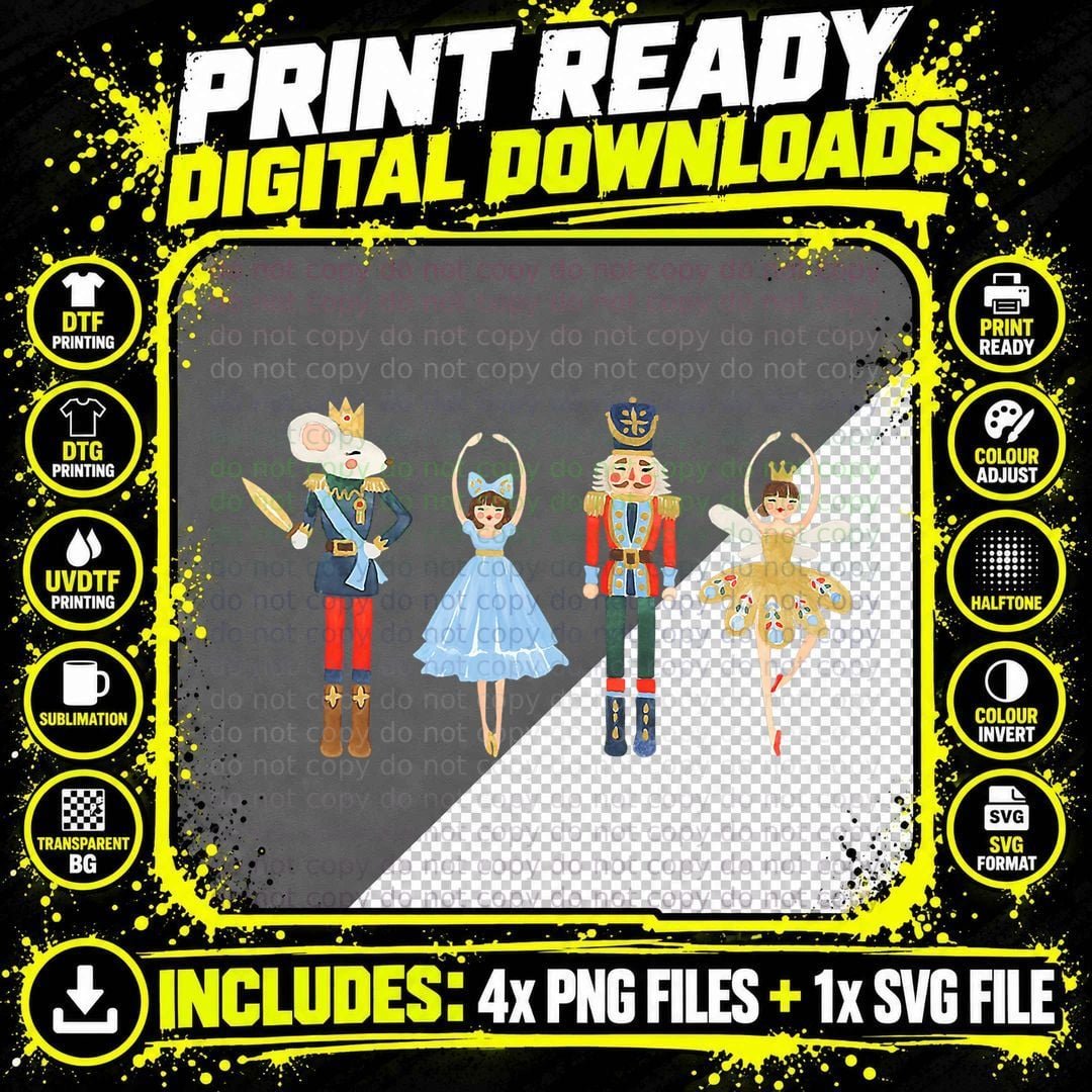 Christmas Nutcracker Sugar Plum Fairy Christmas Sweater Png SVG Digital Bundle