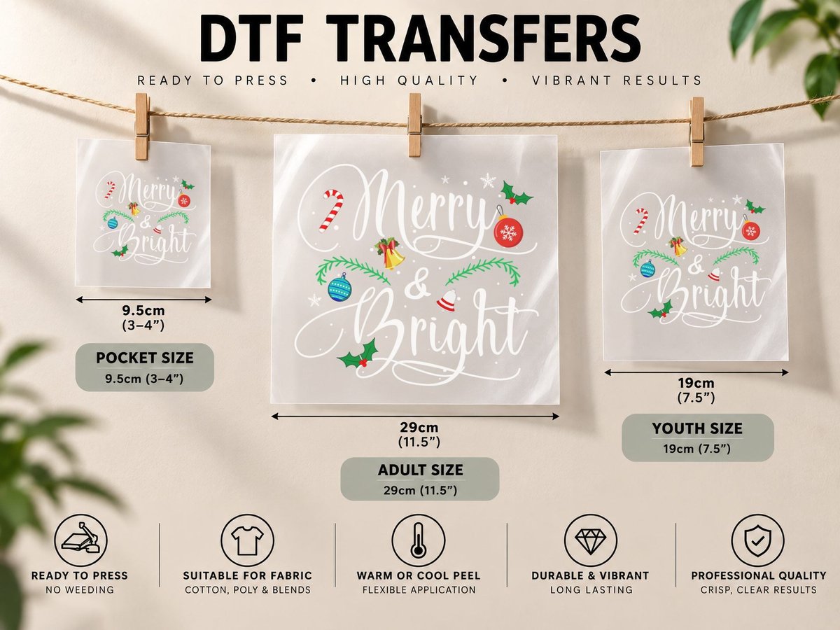Christmas Ornament, Festive Holiday Print DTF Transfer Iron On