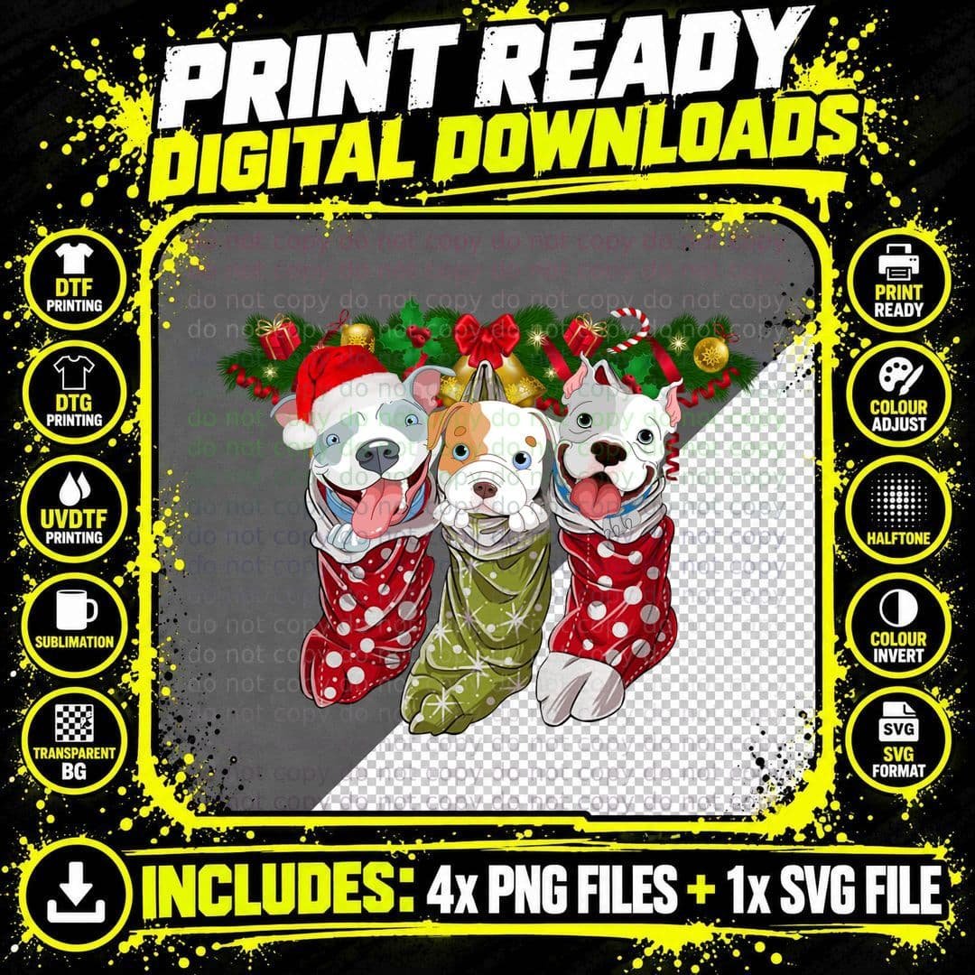 Christmas Pajama Dogs T-Shirt, Festive Holiday Design Png SVG Digital Bundle