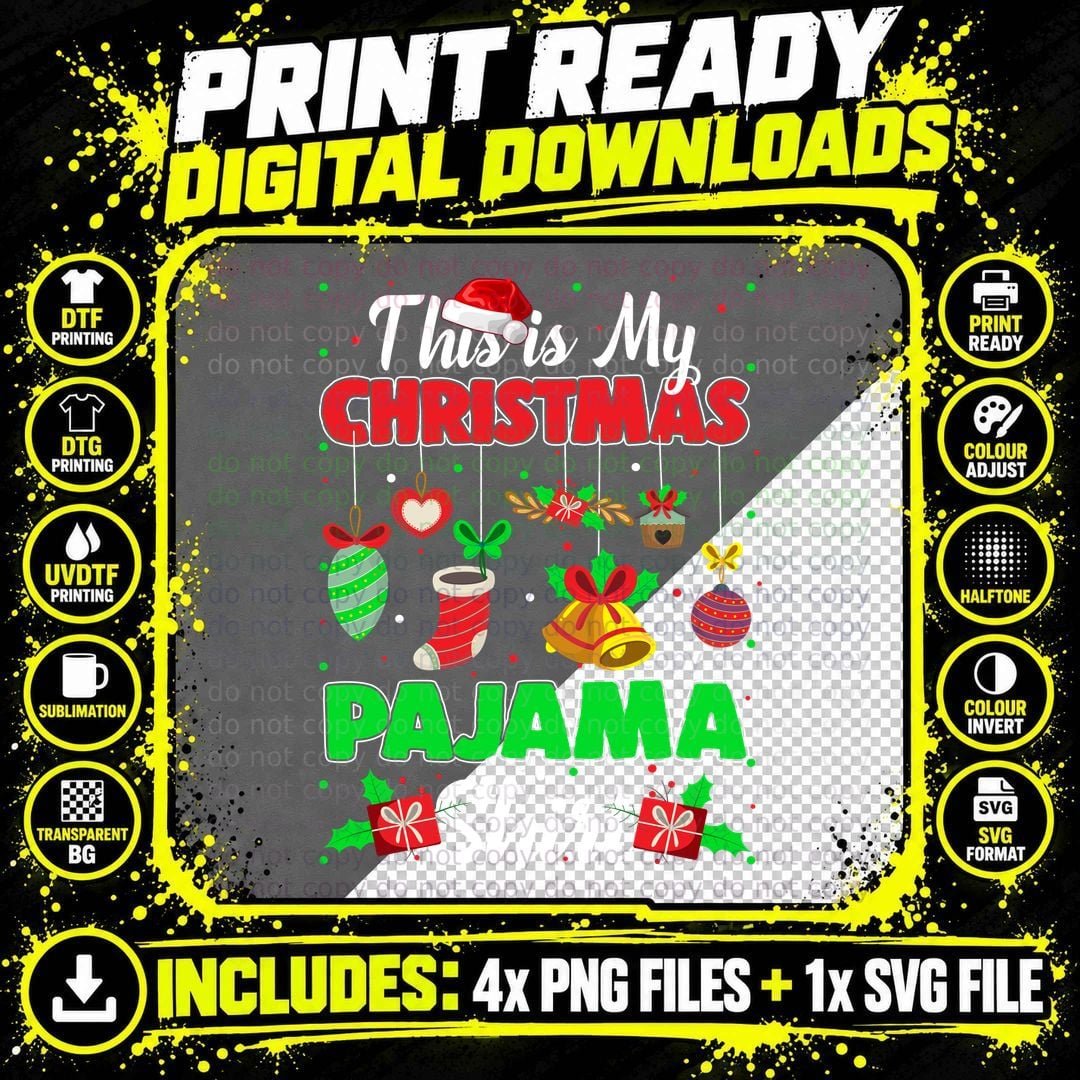 Christmas Pajama T-Shirt, Festive Holiday Style Png SVG Digital Bundle