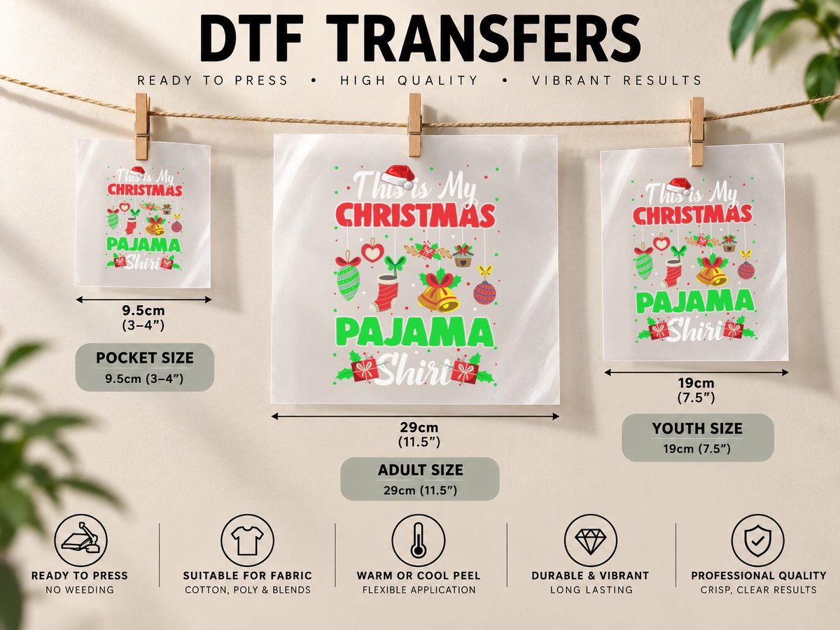 Christmas Pajama, Festive Holiday Style DTF Transfer Iron On