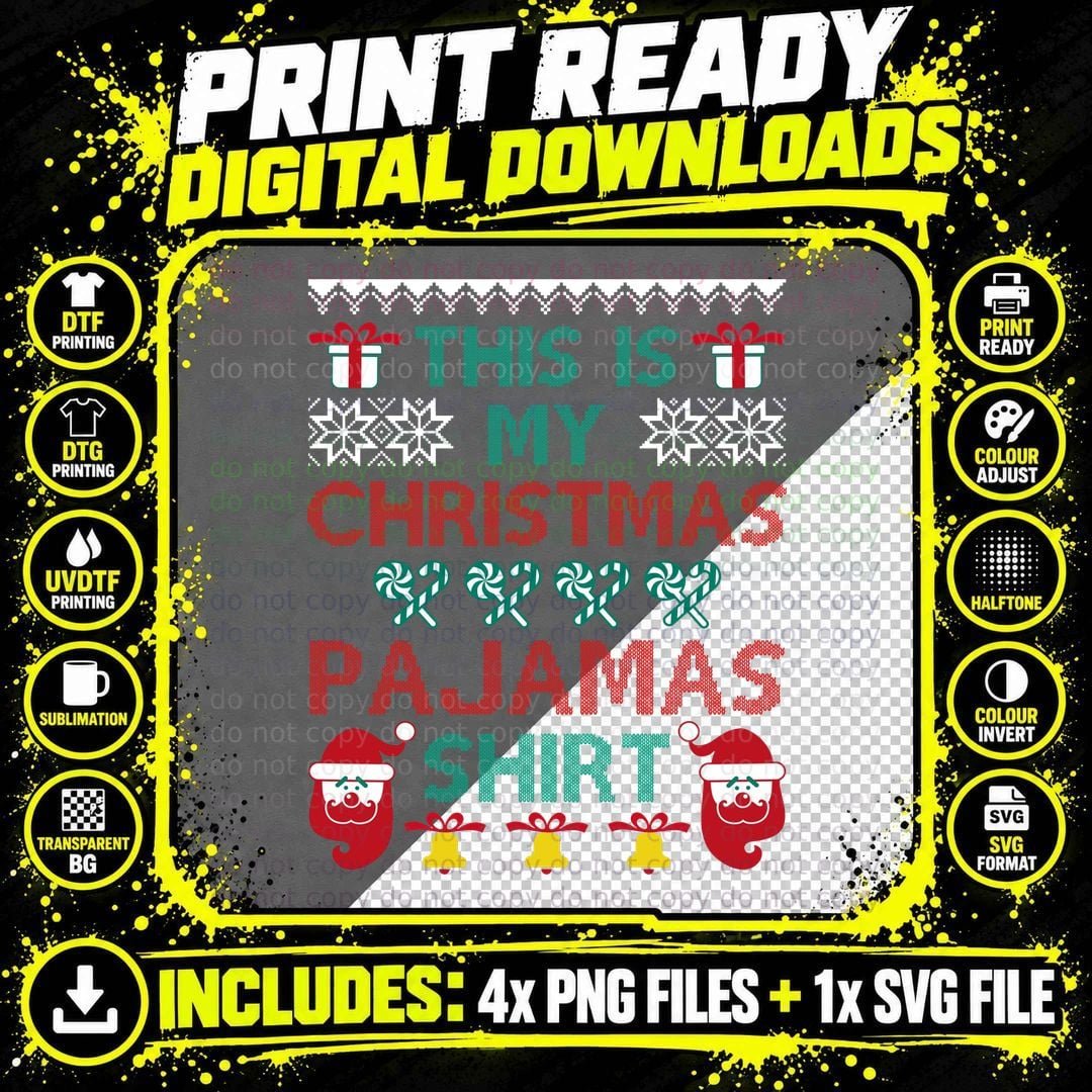 Christmas Pajamas Shirt, Holiday Festive Png SVG Digital Bundle