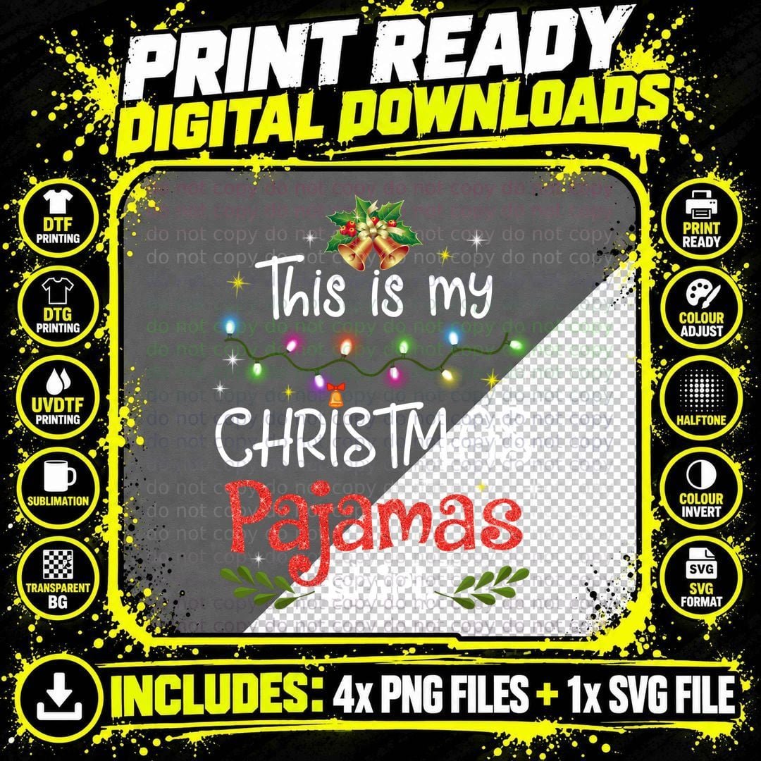 Christmas Pajamas T-Shirt, Festive Holiday Style Png SVG Digital Bundle